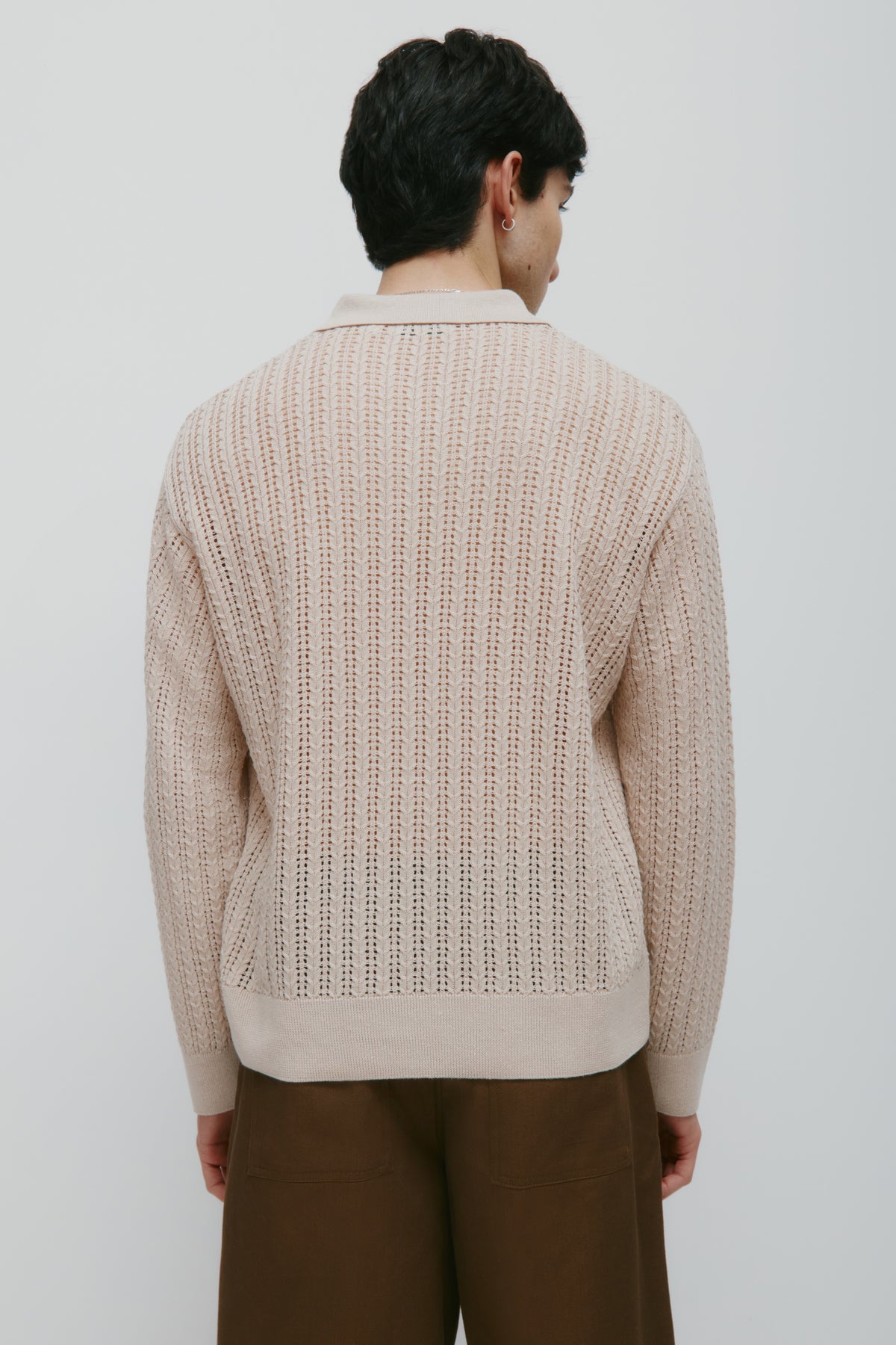 Polo à manches longues en tricot pour homme Jadd en grès