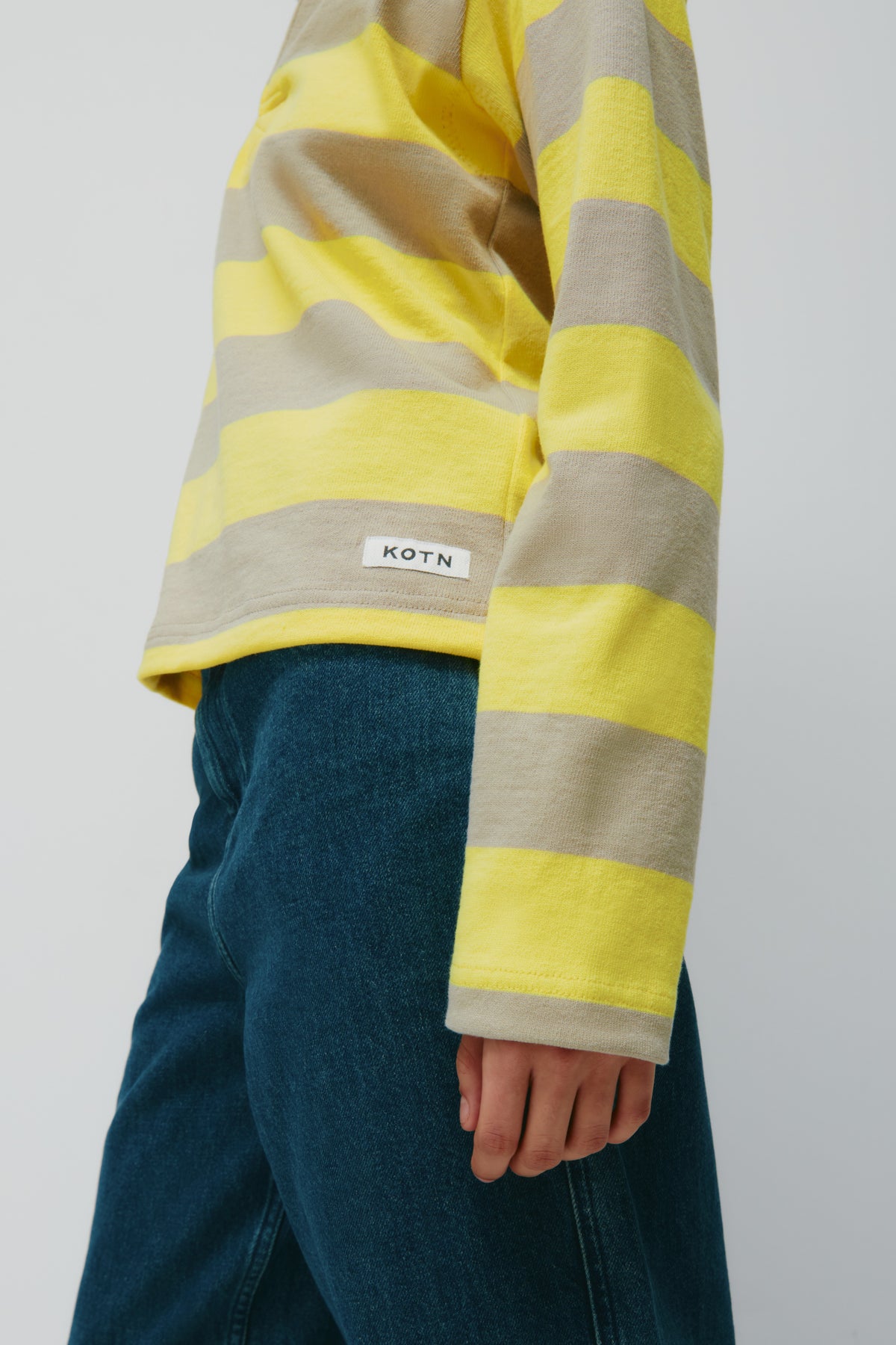 Shrunken Rugby Shirt in Lemon/Taupe