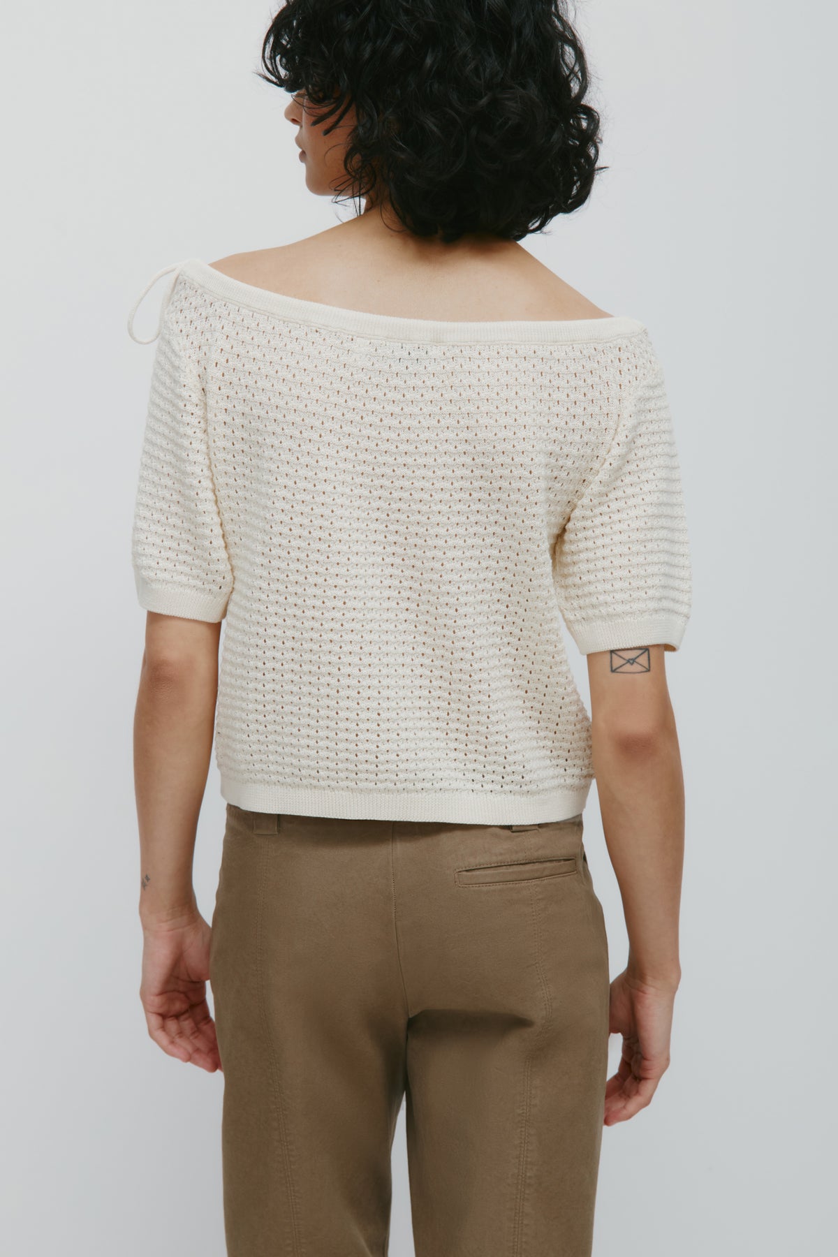 Women's Acacia Tie Boatneck Tee in Natural
