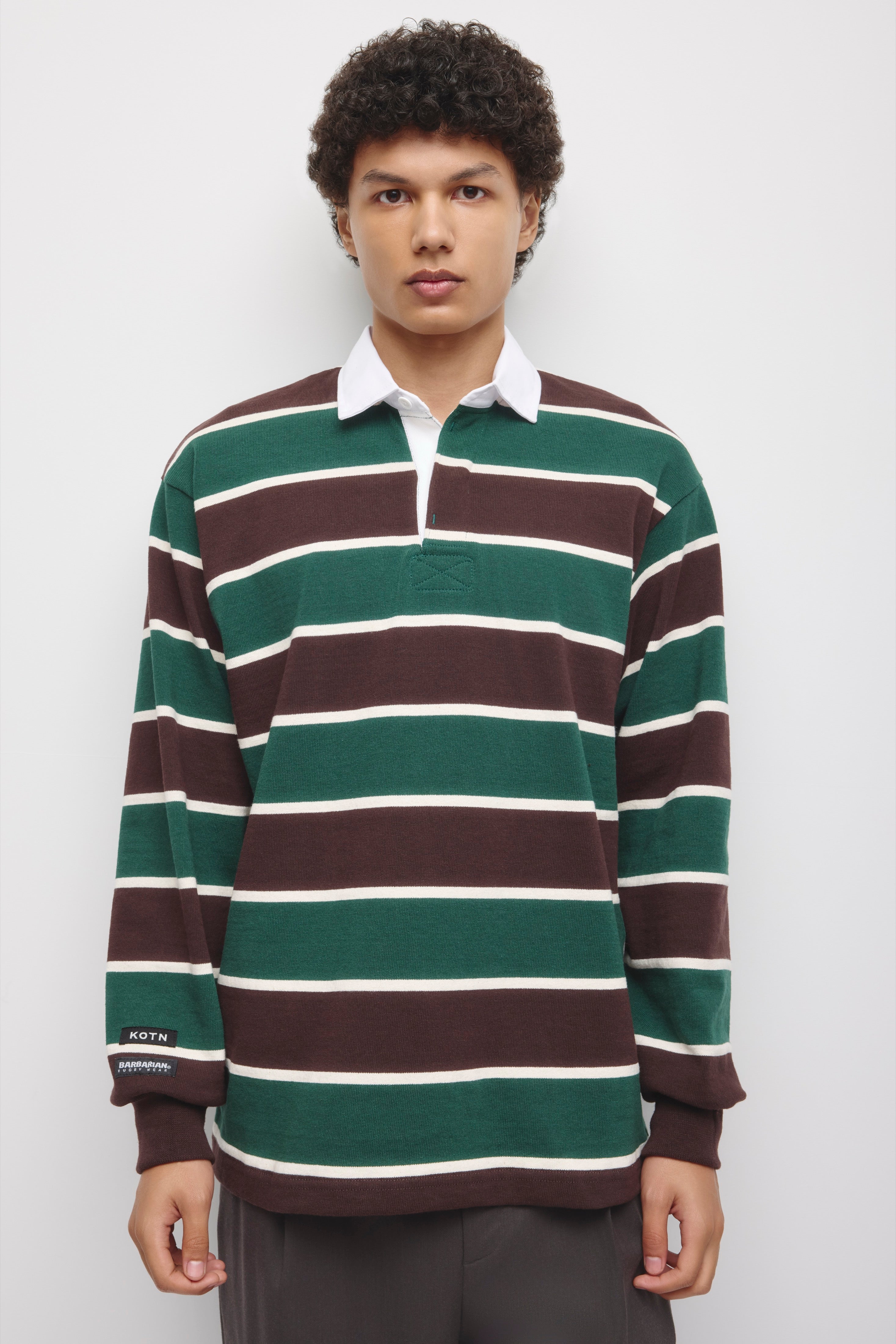 Barbarian Rugby in Brown/Bottle Green/Ivory