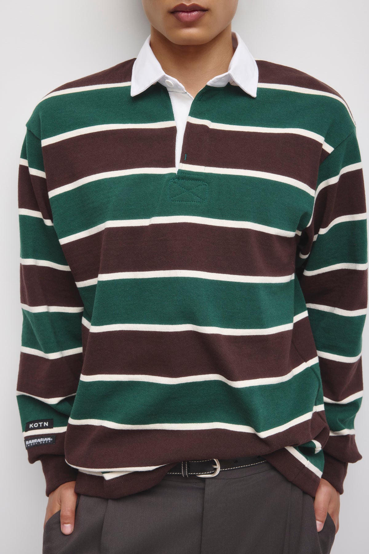 Barbarian Rugby in Brown/Bottle Green/Ivory