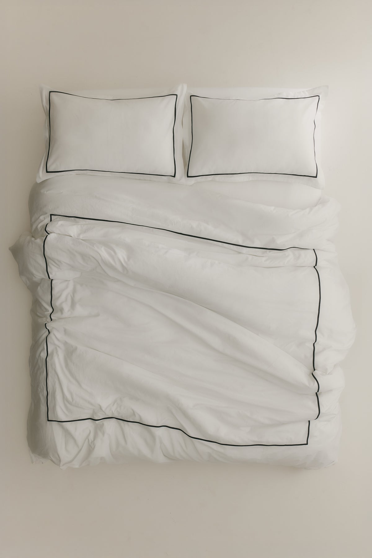 Duvet Cover and Sham Set in White/Black Embroidery