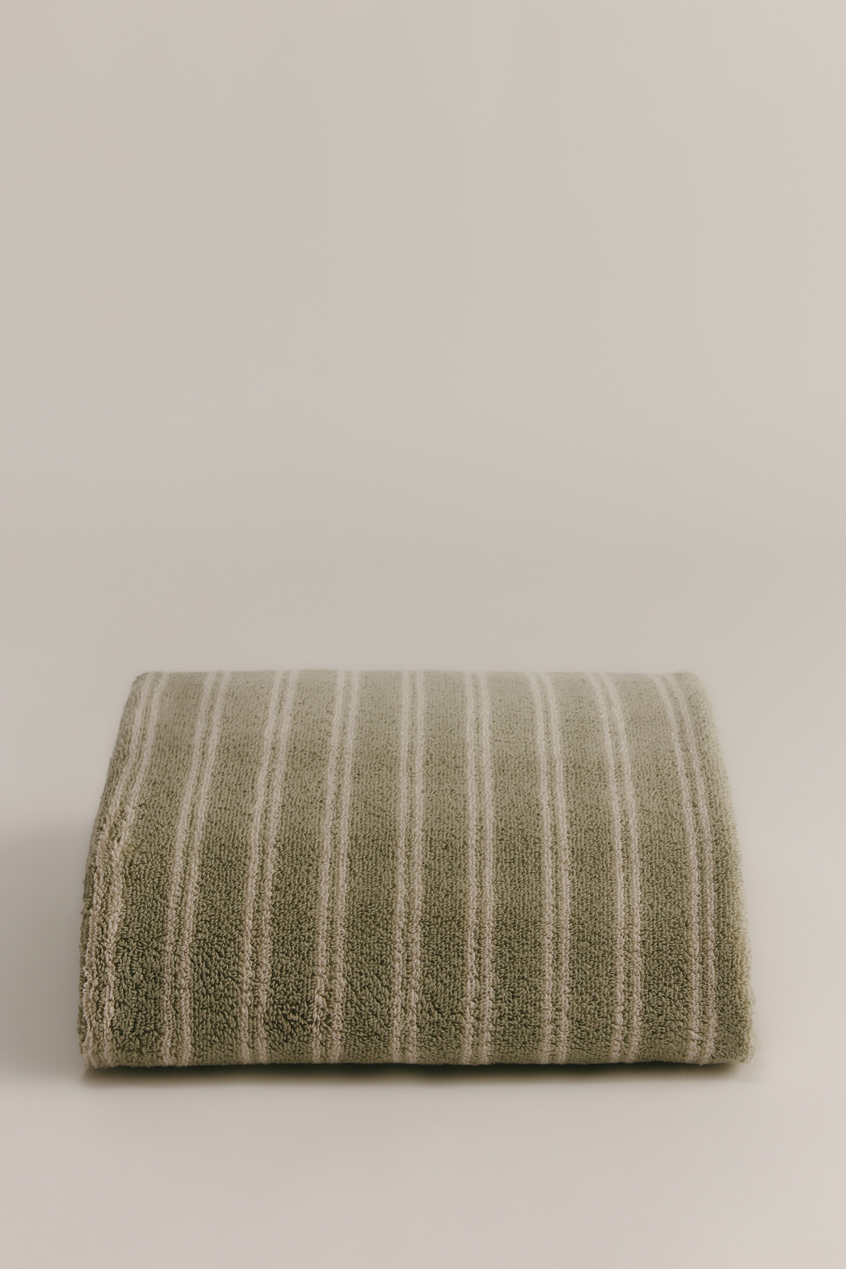 Egyptian Cotton Bath Sheet in Sage/Natural Stripe