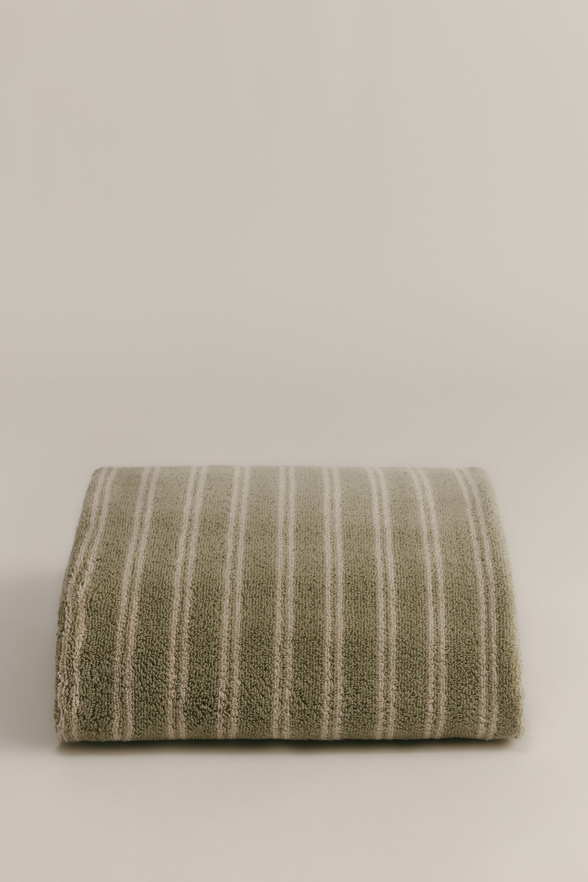 Egyptian Cotton Bath Sheet in Sage/Natural Stripe
