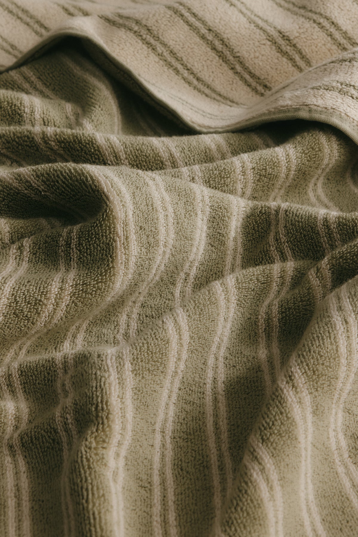 Egyptian Cotton Bath Sheet in Sage/Natural Stripe