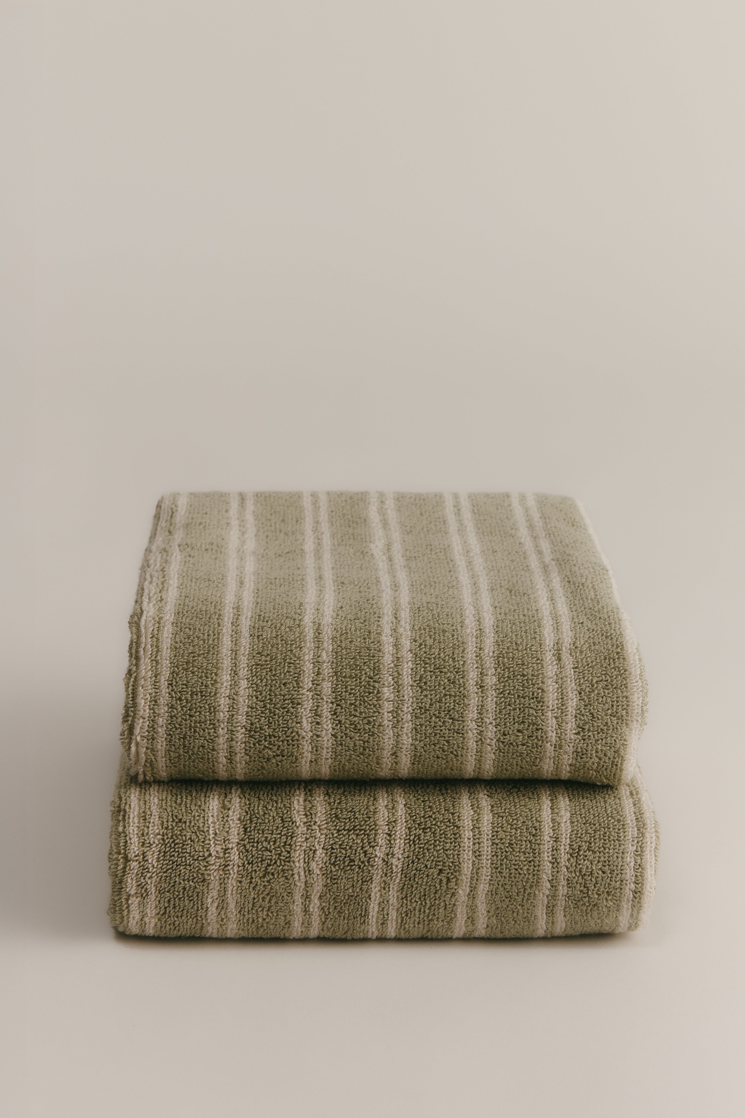 Egyptian Cotton Hand Towel (2 Pack) in Sage/Natural Stripe