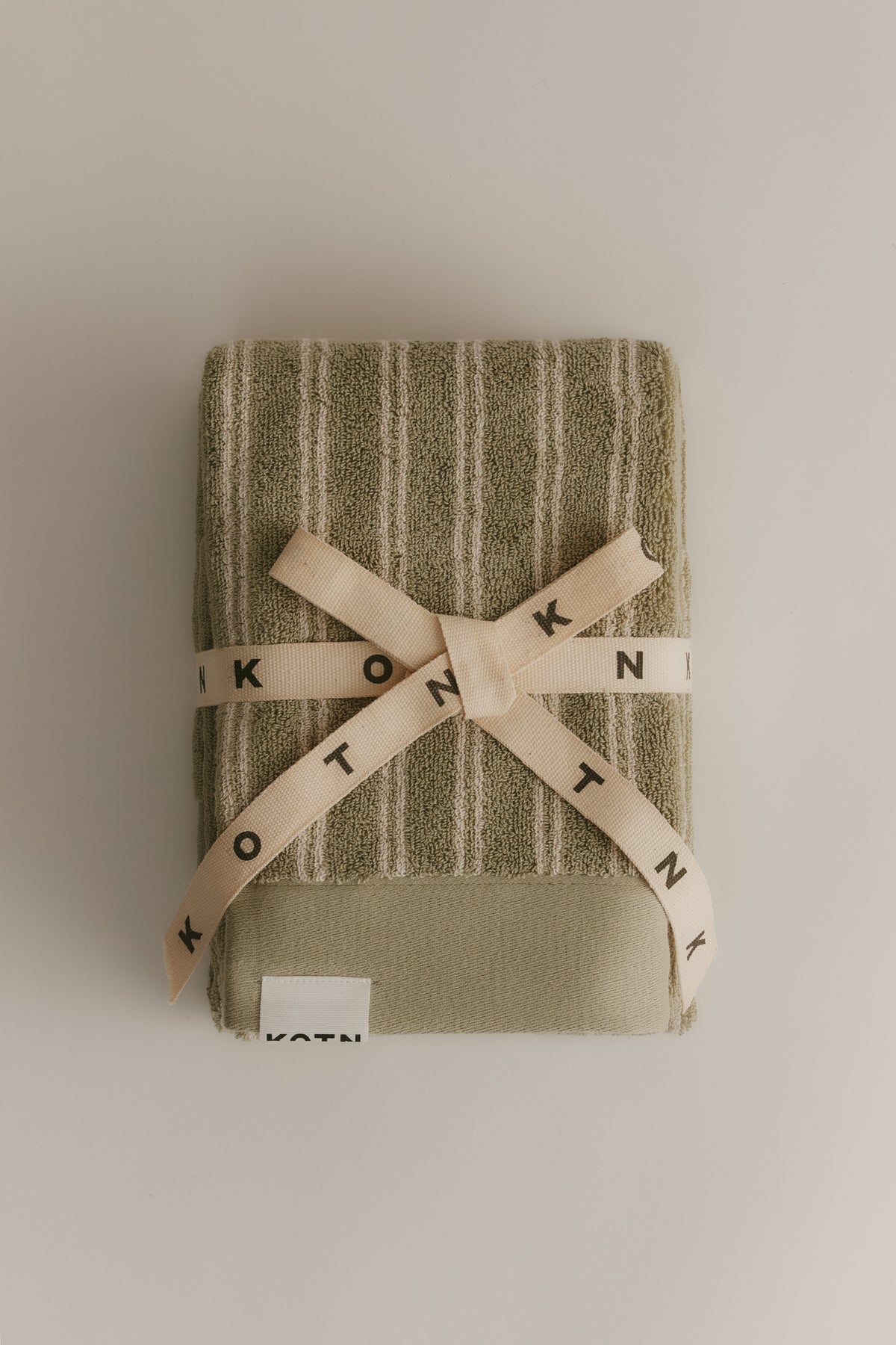 Egyptian Cotton Hand Towel (2 Pack) in Sage/Natural Stripe