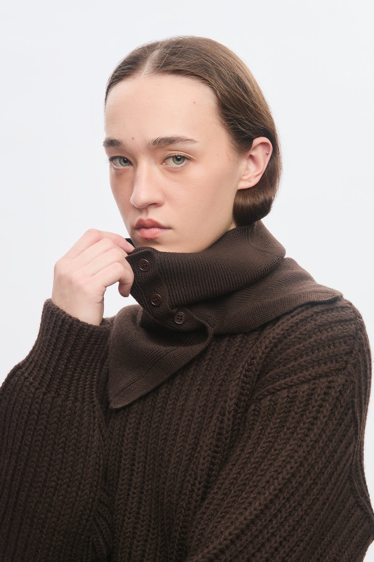 Elba Merino Neckwarmer in Coffee Bean