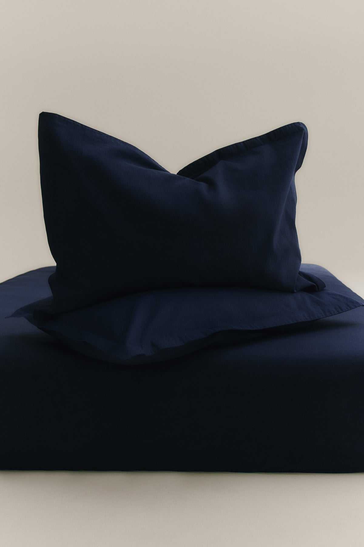 Ensemble housse de couette et taies d'oreiller en lin en maritime