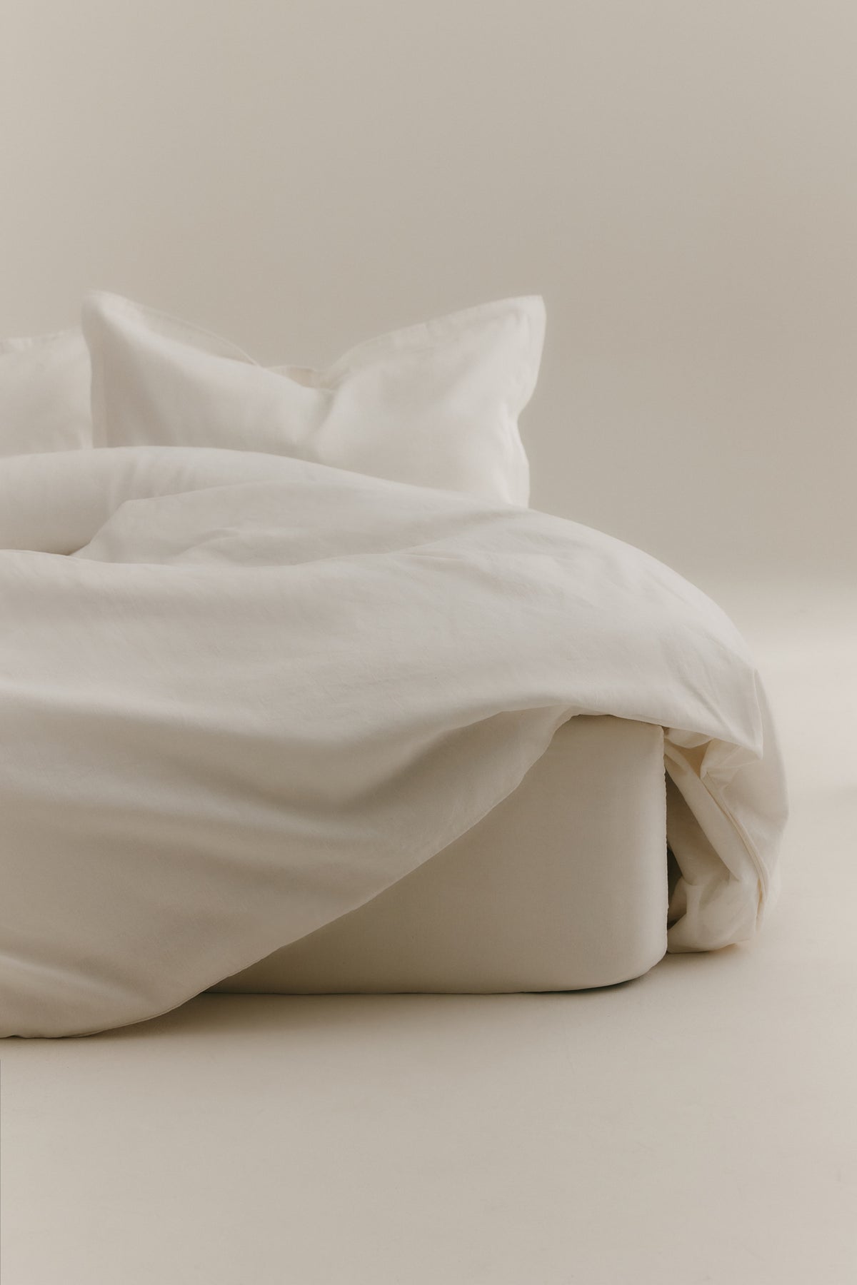 Ensemble housse de couette et taie d'oreiller en lin blanc