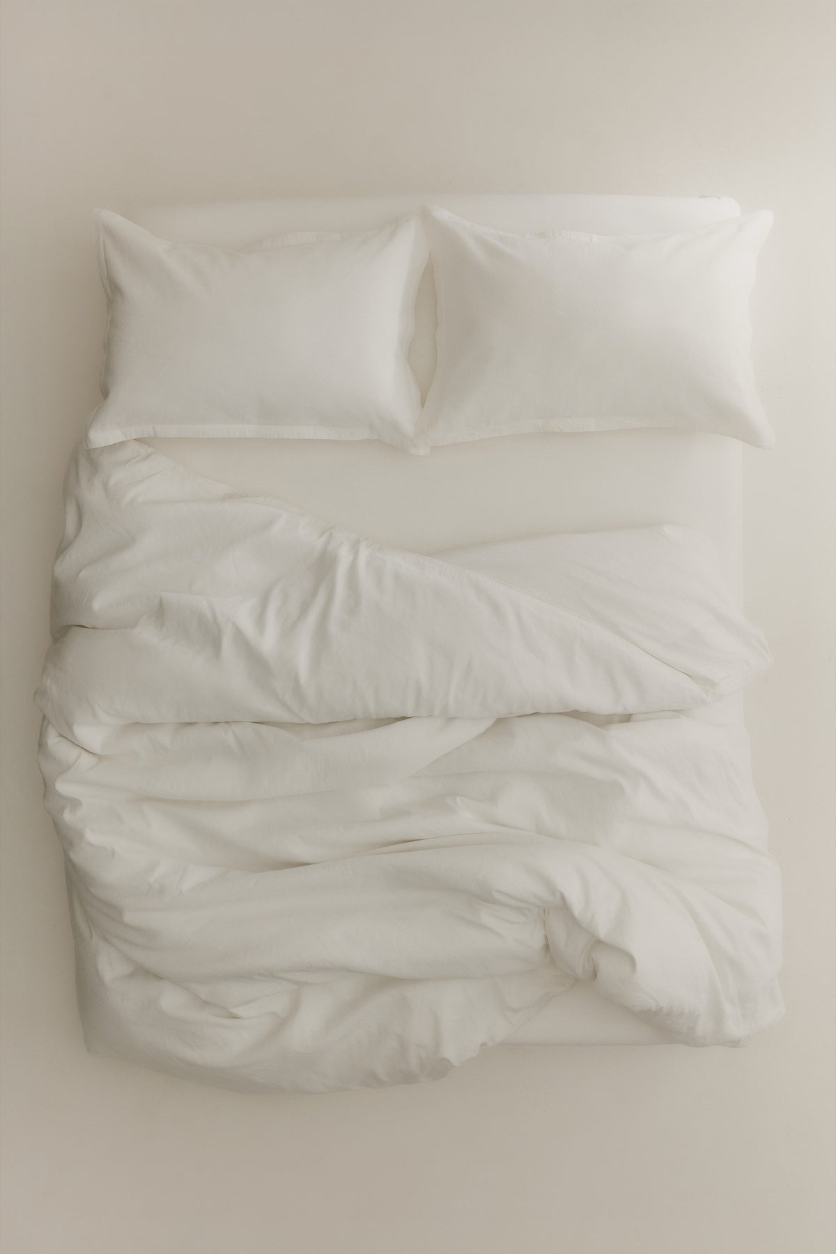 Ensemble housse de couette et taie d'oreiller en lin blanc