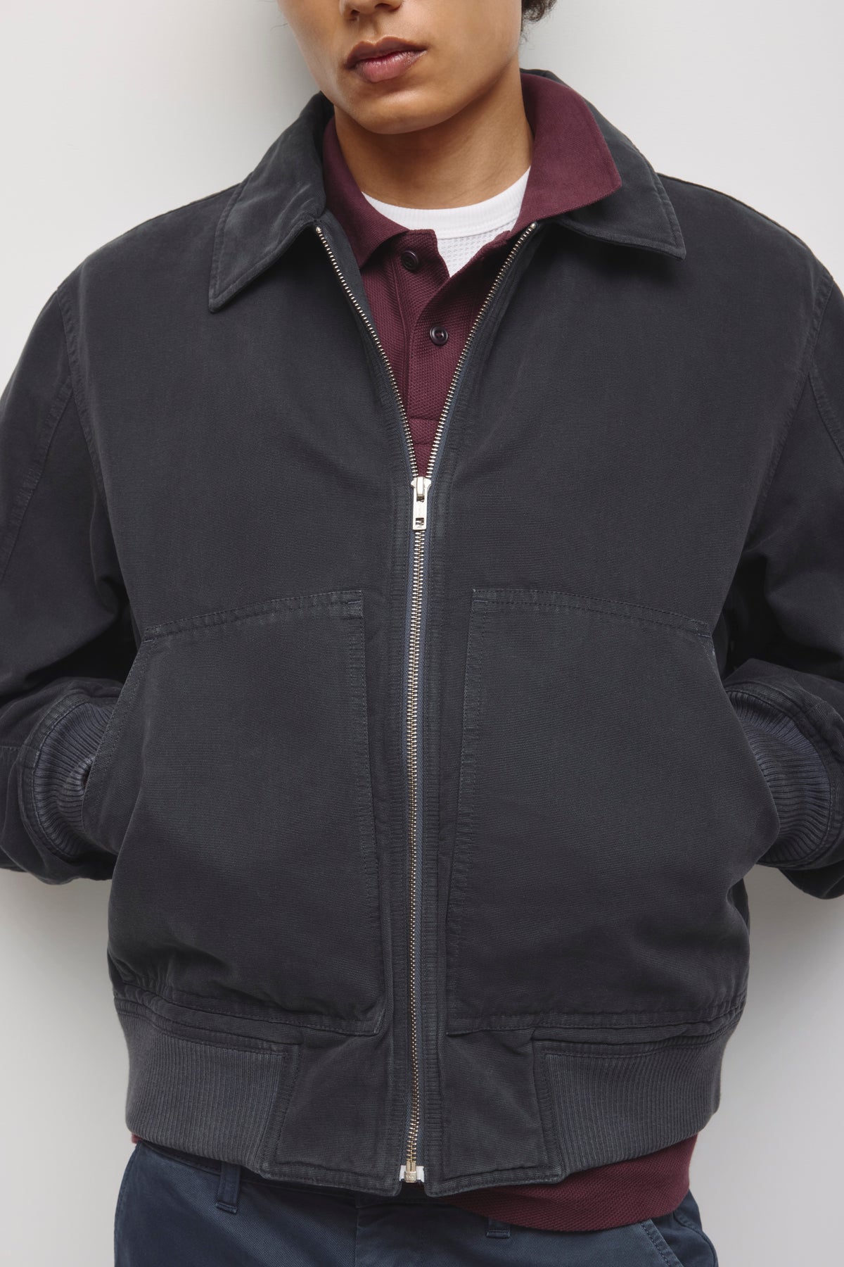 Blouson aviateur A-2 pour homme en washed Black