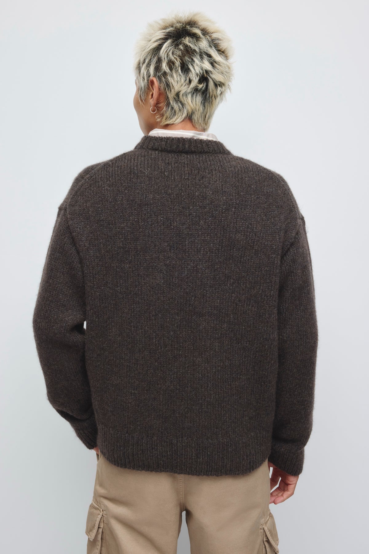 Men's Ali Crewneck Sweater in Brown/Charcoal