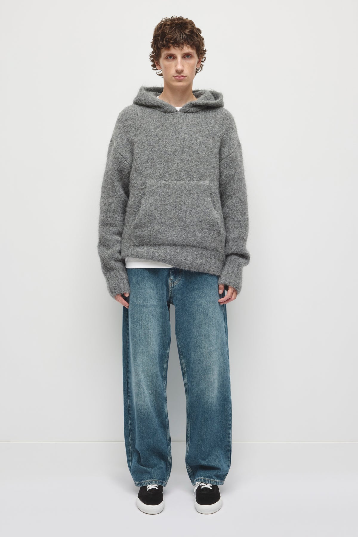 Men's Alpaca Hooded Sweater in Charcoal