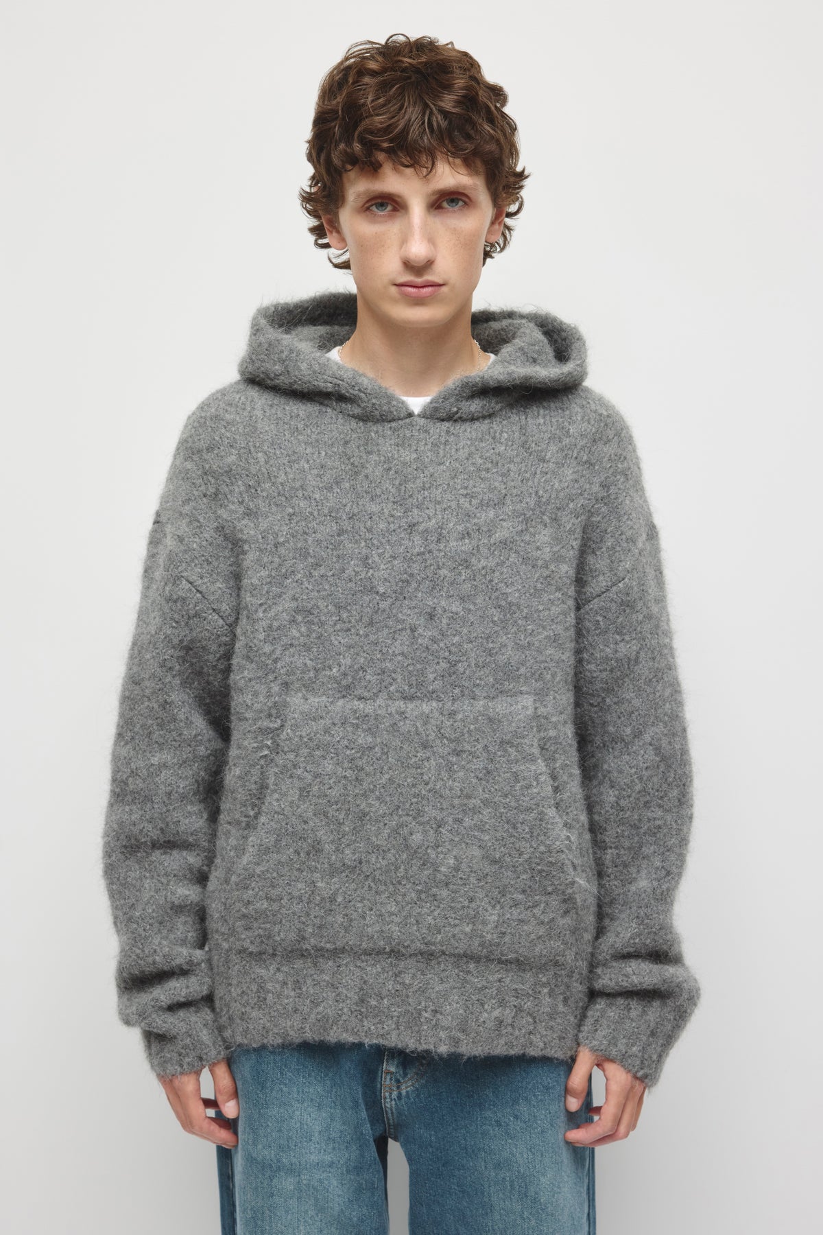 Men's Alpaca Hooded Sweater in Charcoal