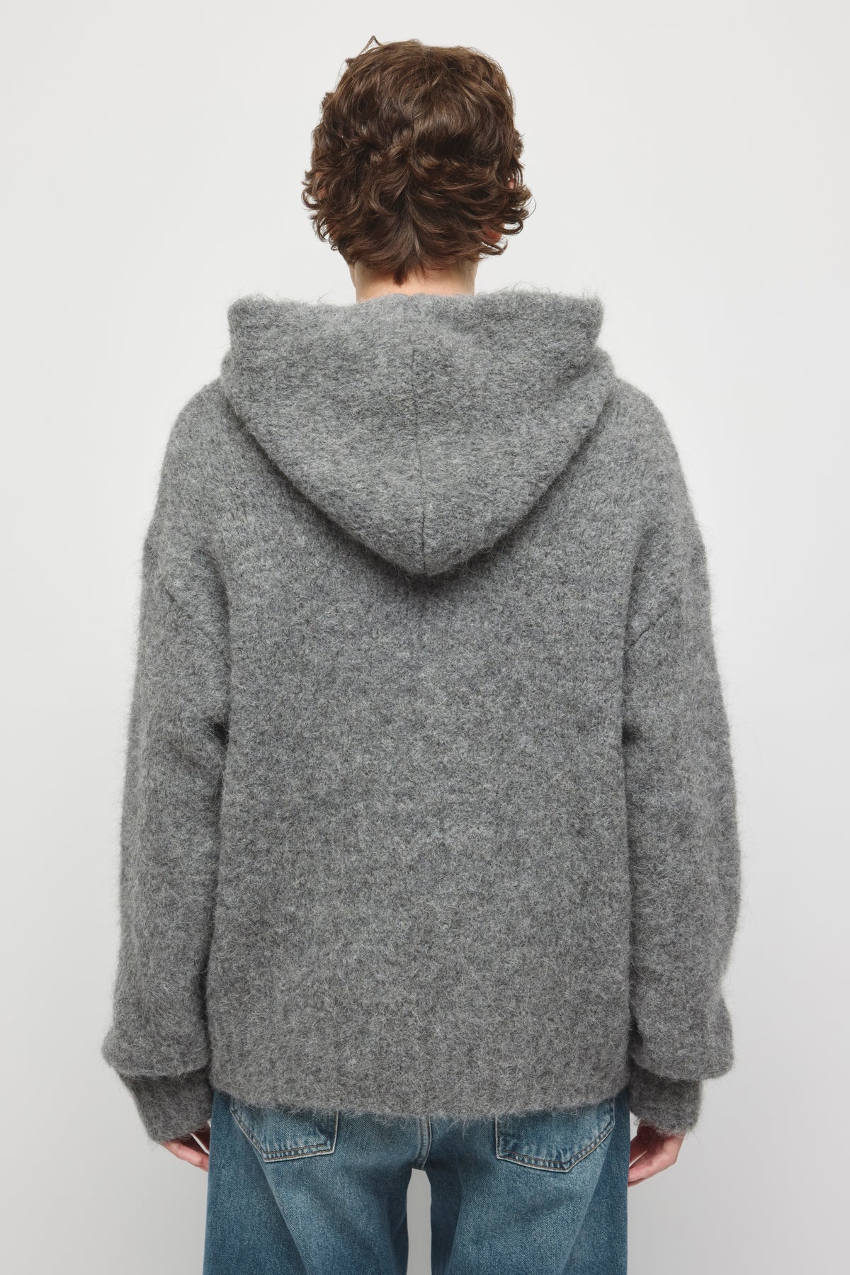 Men's Alpaca Hooded Sweater in Charcoal