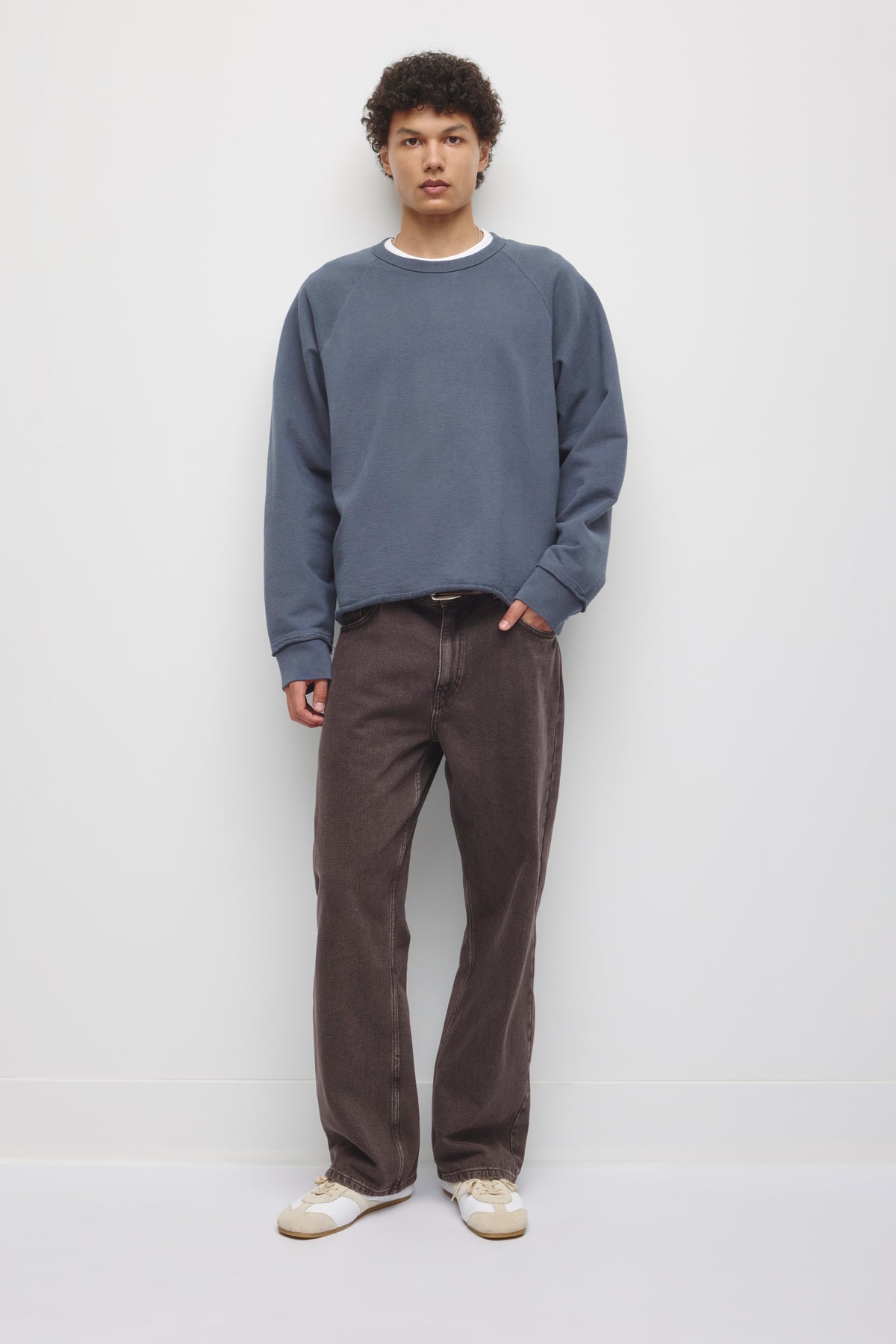 Men's Asr Cut-off Crewneck in Faded Navy
