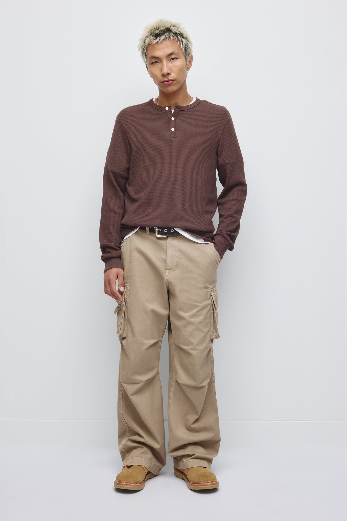 Le Atlas Waffle Henley pour homme en espresso