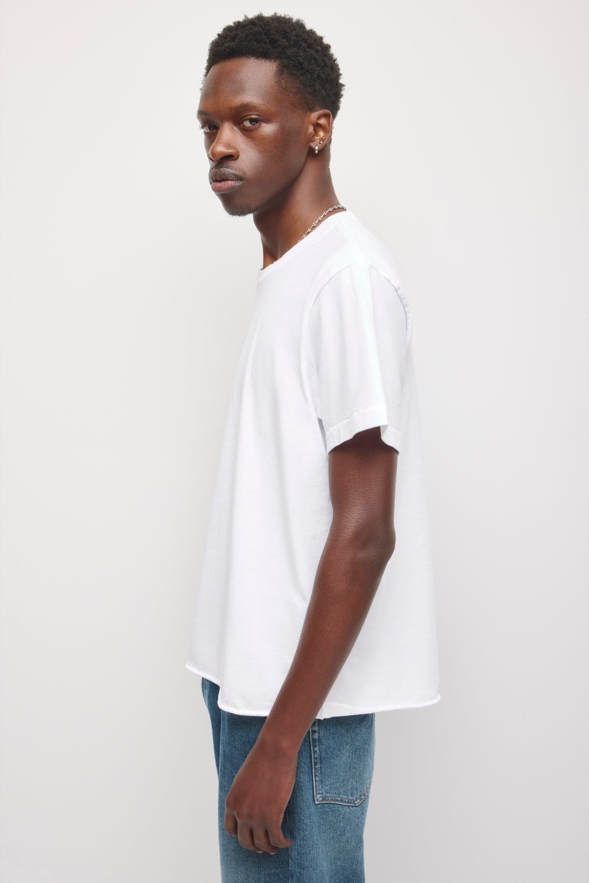 T-shirt à bande pour homme en blanc