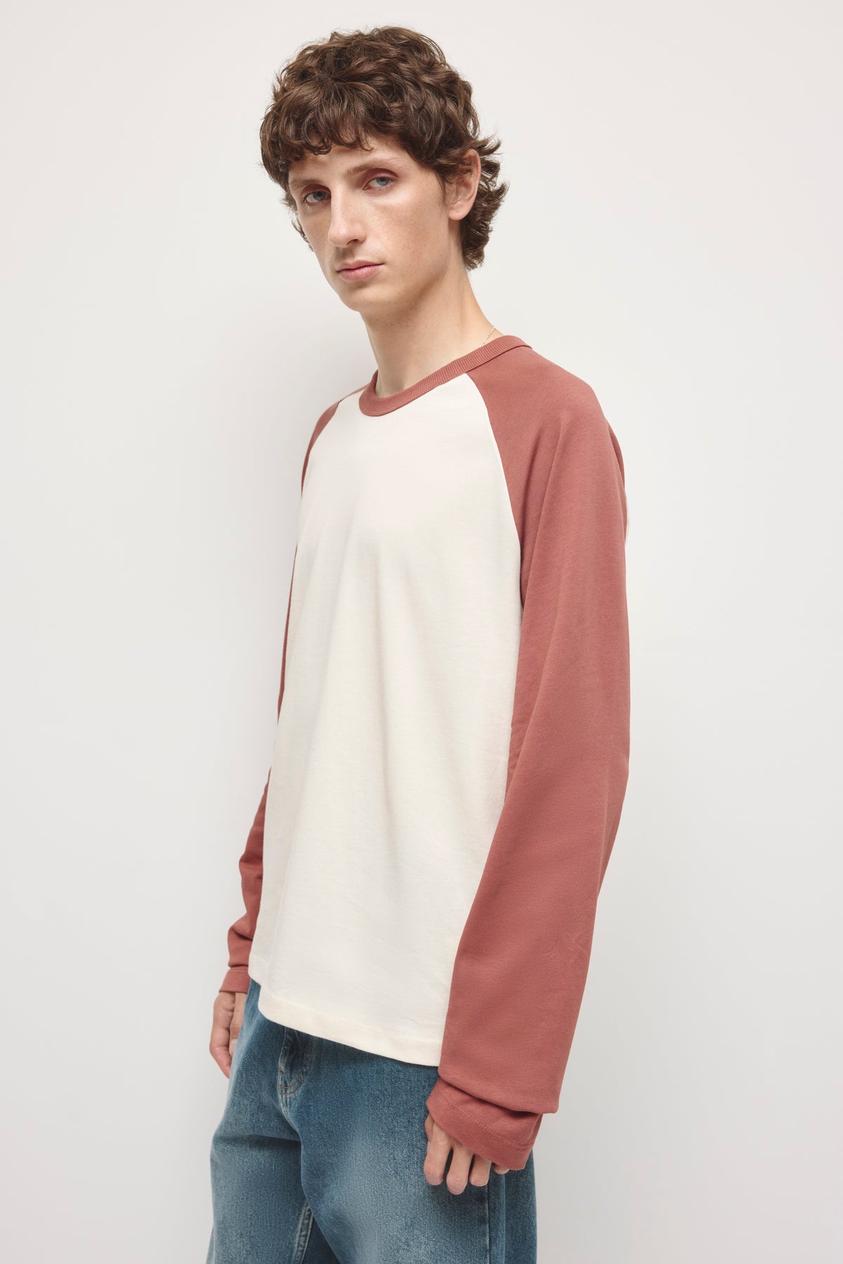 Men's Baseball Longsleeve in Birch/Mahogany