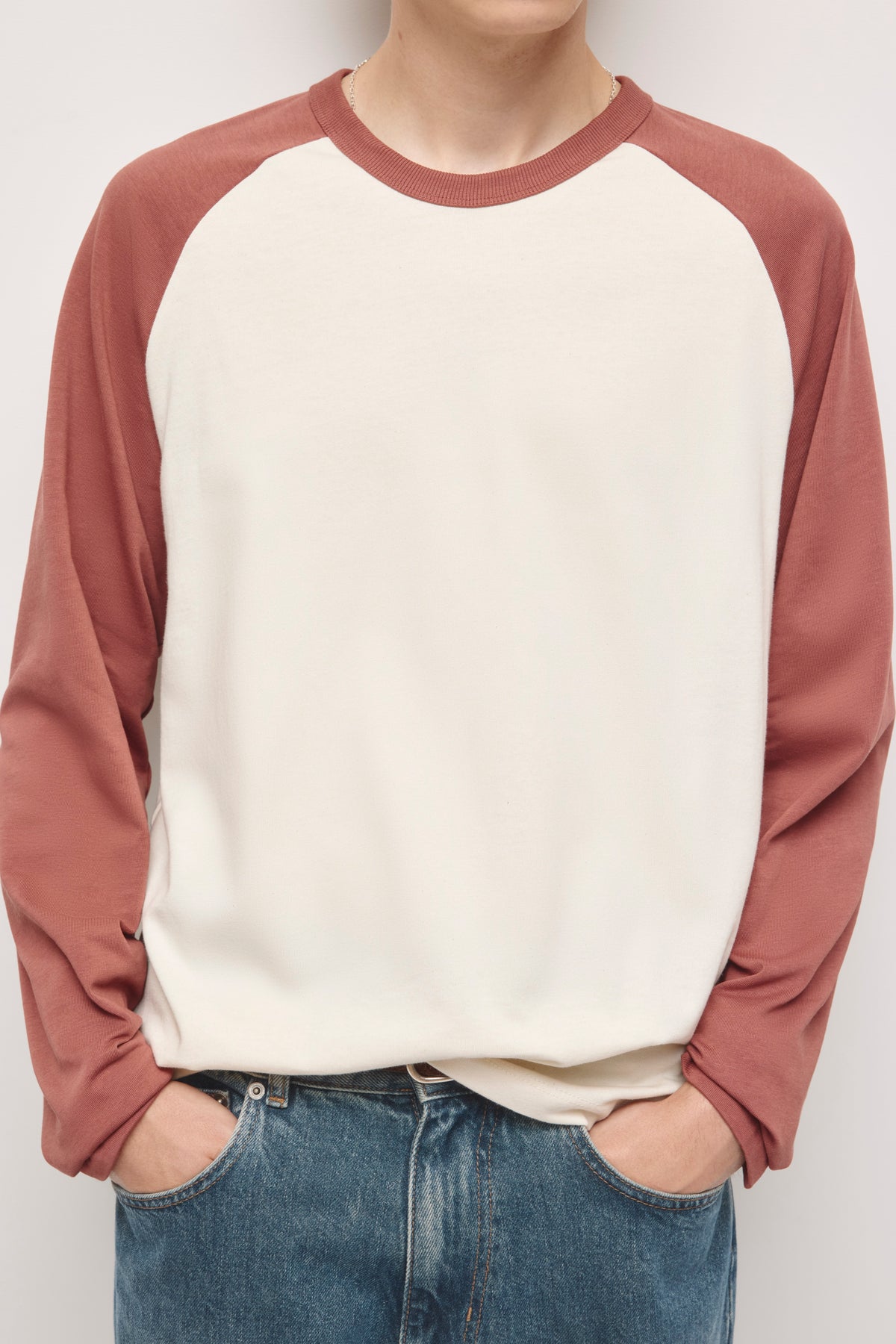 Men's Baseball Longsleeve in Birch/Mahogany