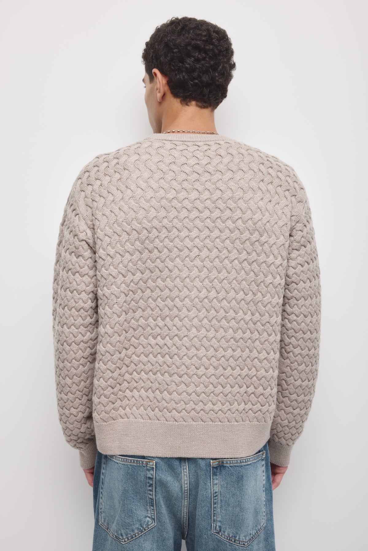 Men's Basket Stitch Sweater in Teak