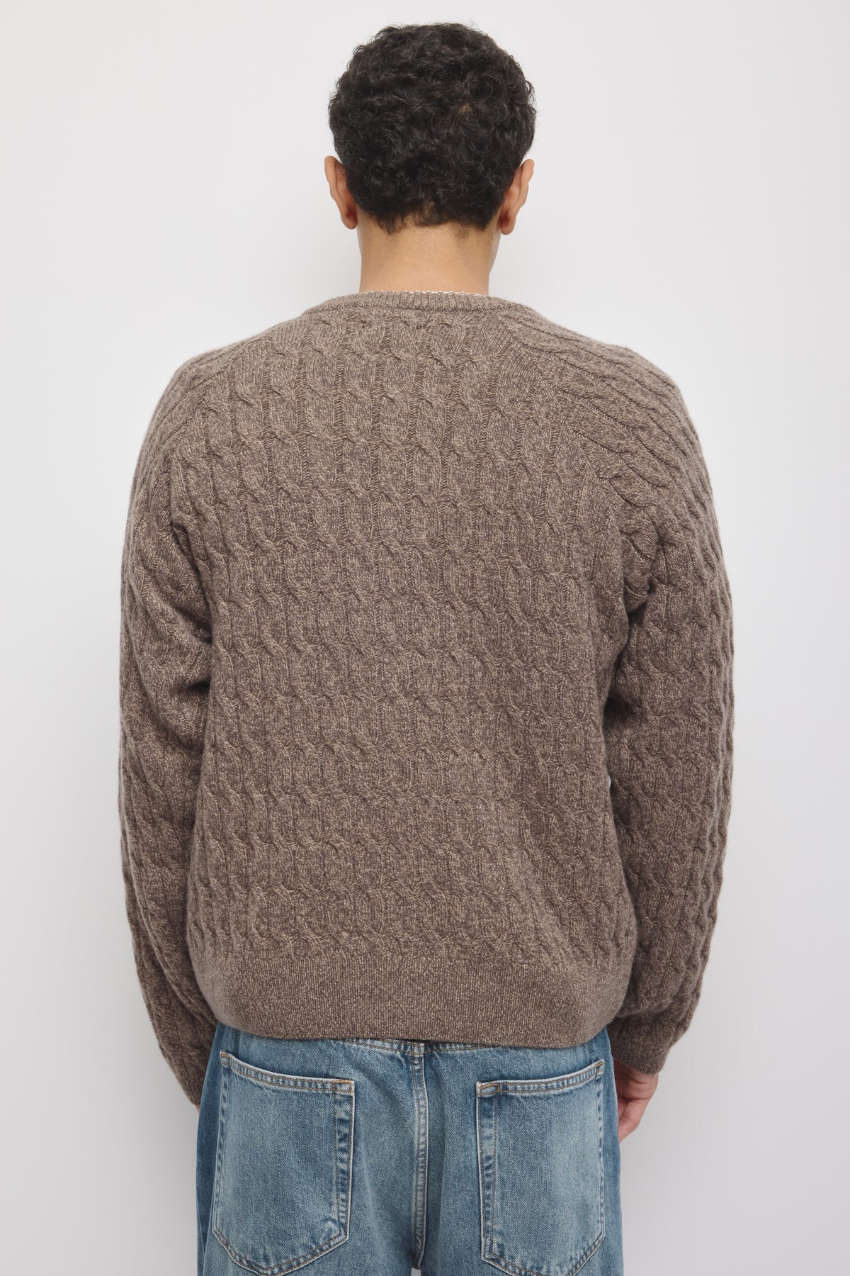 Men's Cable Stitch Cardigan in Bark