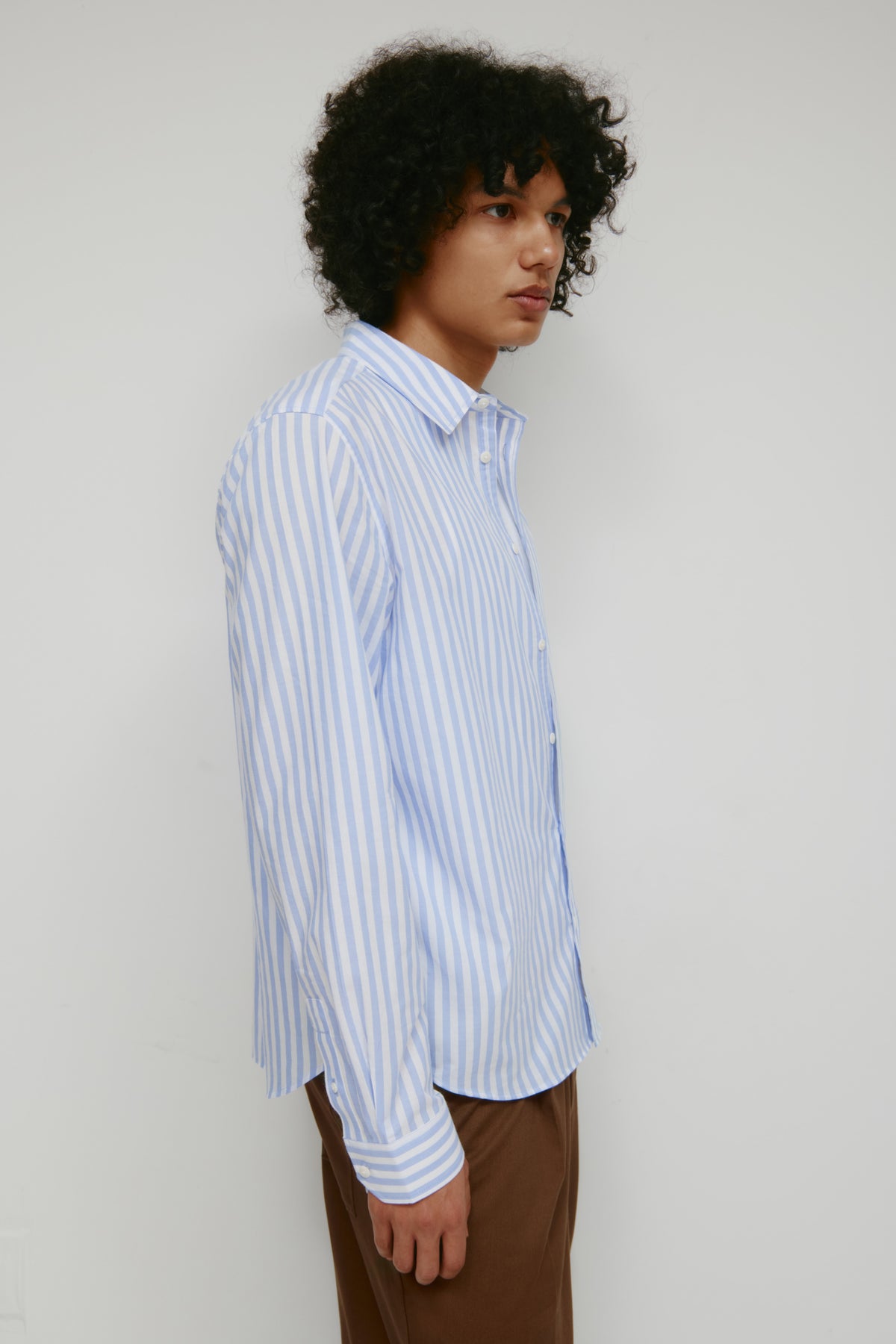 Chemise à rayures classique pour hommes en rayures bleu Oxford/blanc
