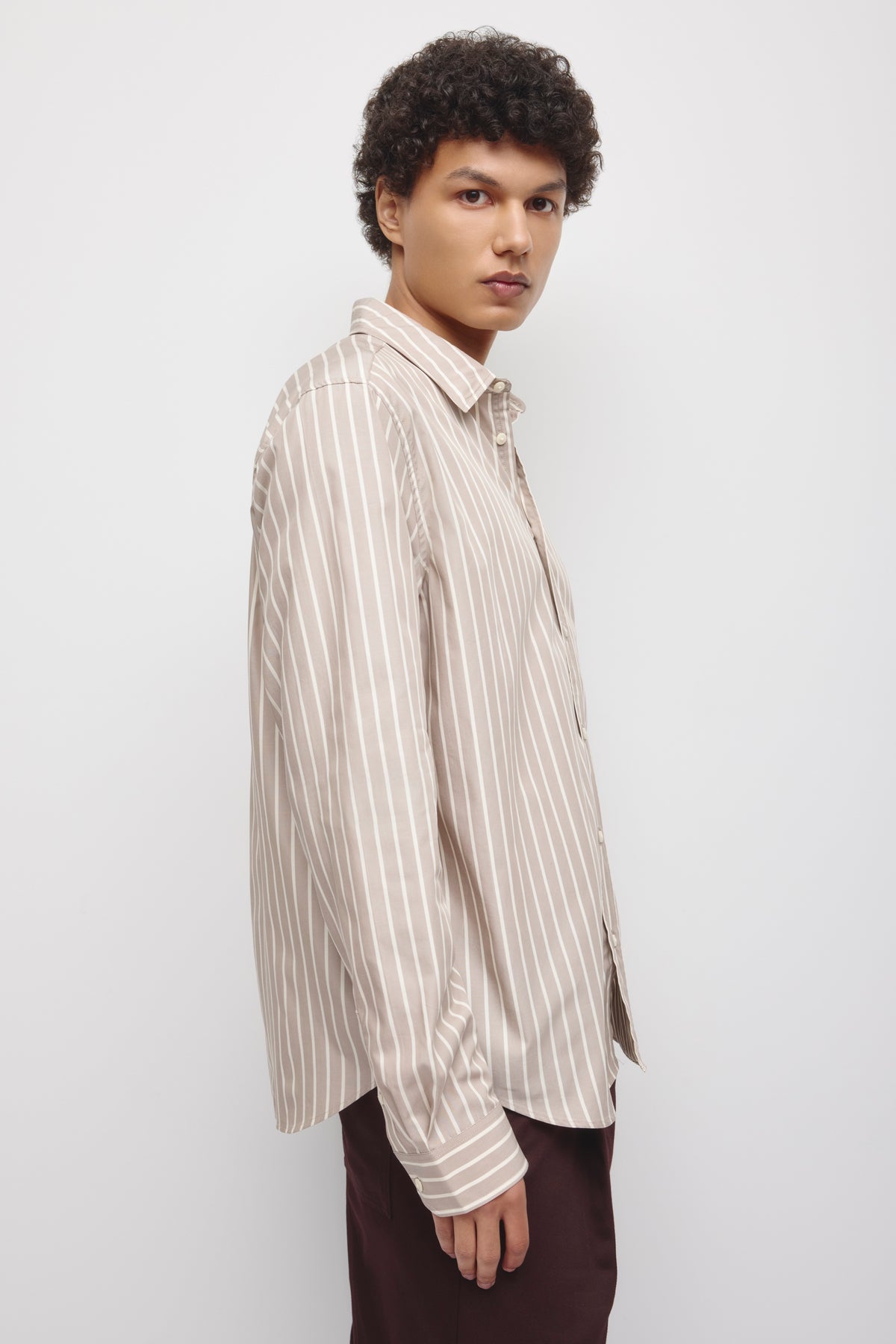 Chemise à rayures classique pour hommes en rayures teck/bouleau