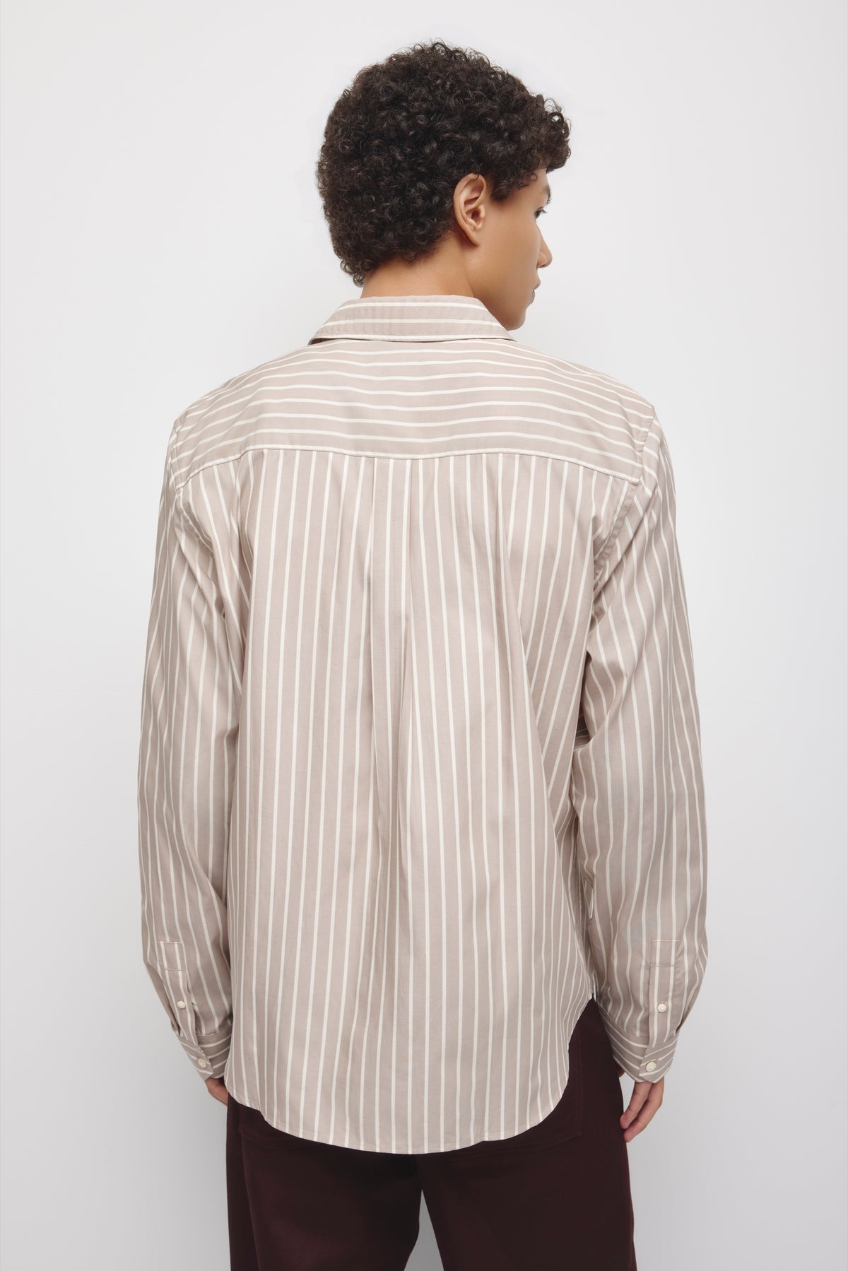Chemise à rayures classique pour hommes en rayures teck/bouleau