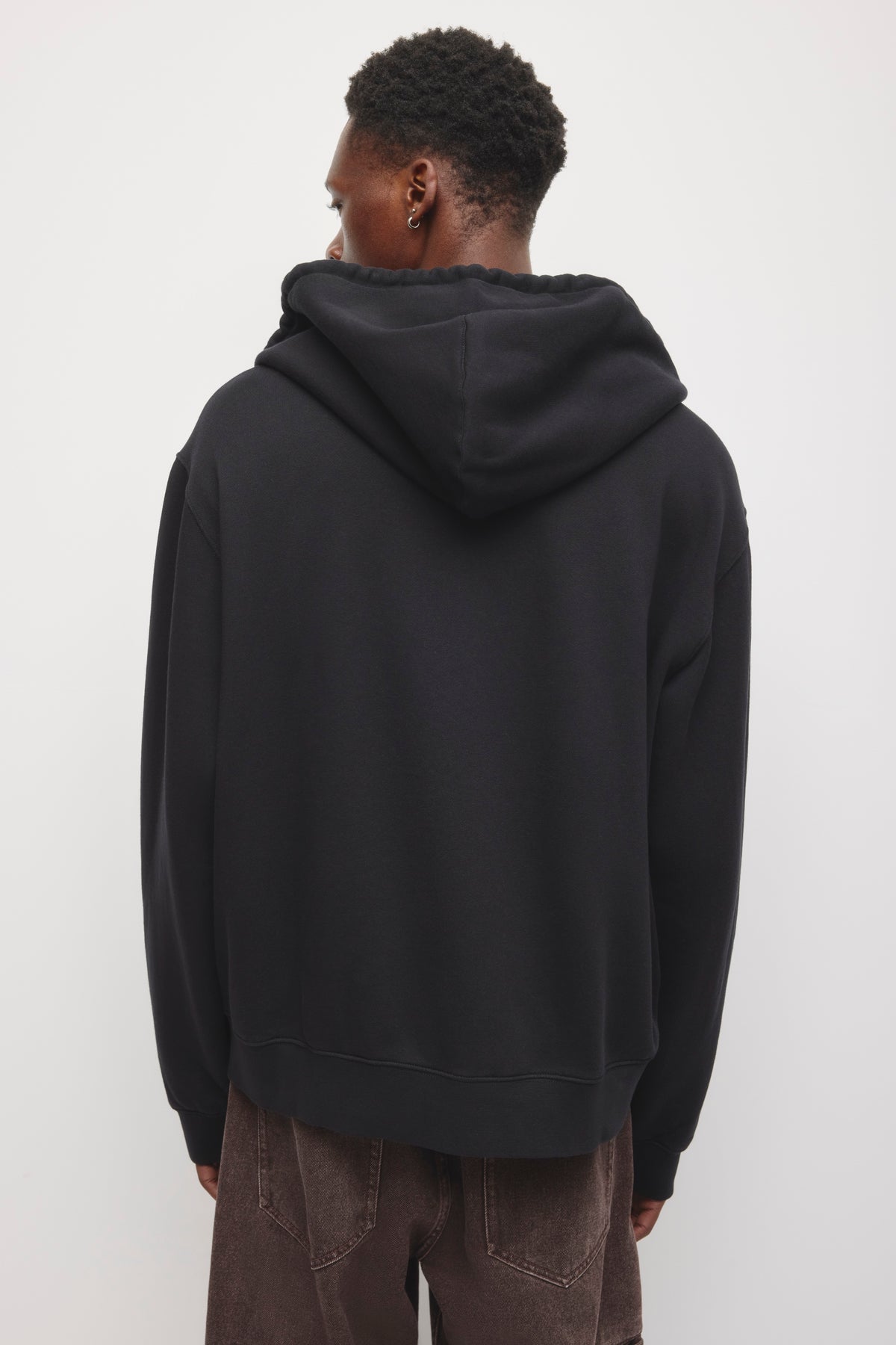 Men's Essential Short Full Zip Hoodie in Black