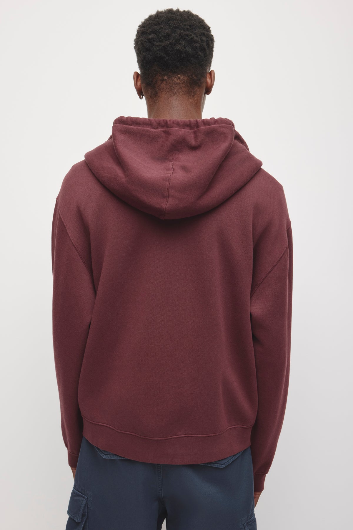 Sweat à capuche essentiel court zippé pour homme en prune chocolat/Bouleau