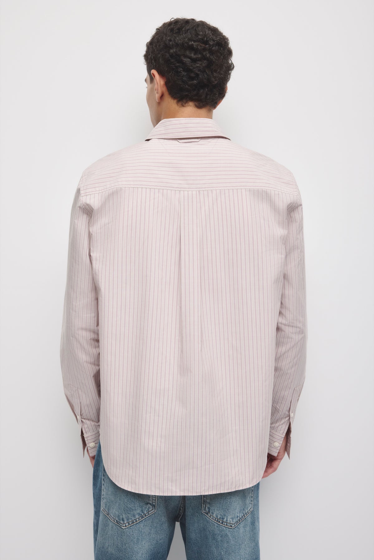 Men's Hadd Applique Shirt in Birch/Mahogany Stripe
