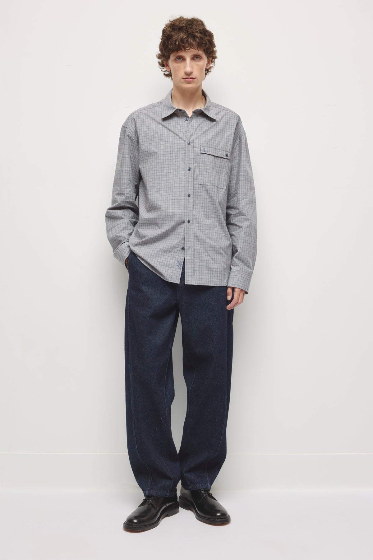 Men's Haydar Shirt in Grey/Lavender Ash Check