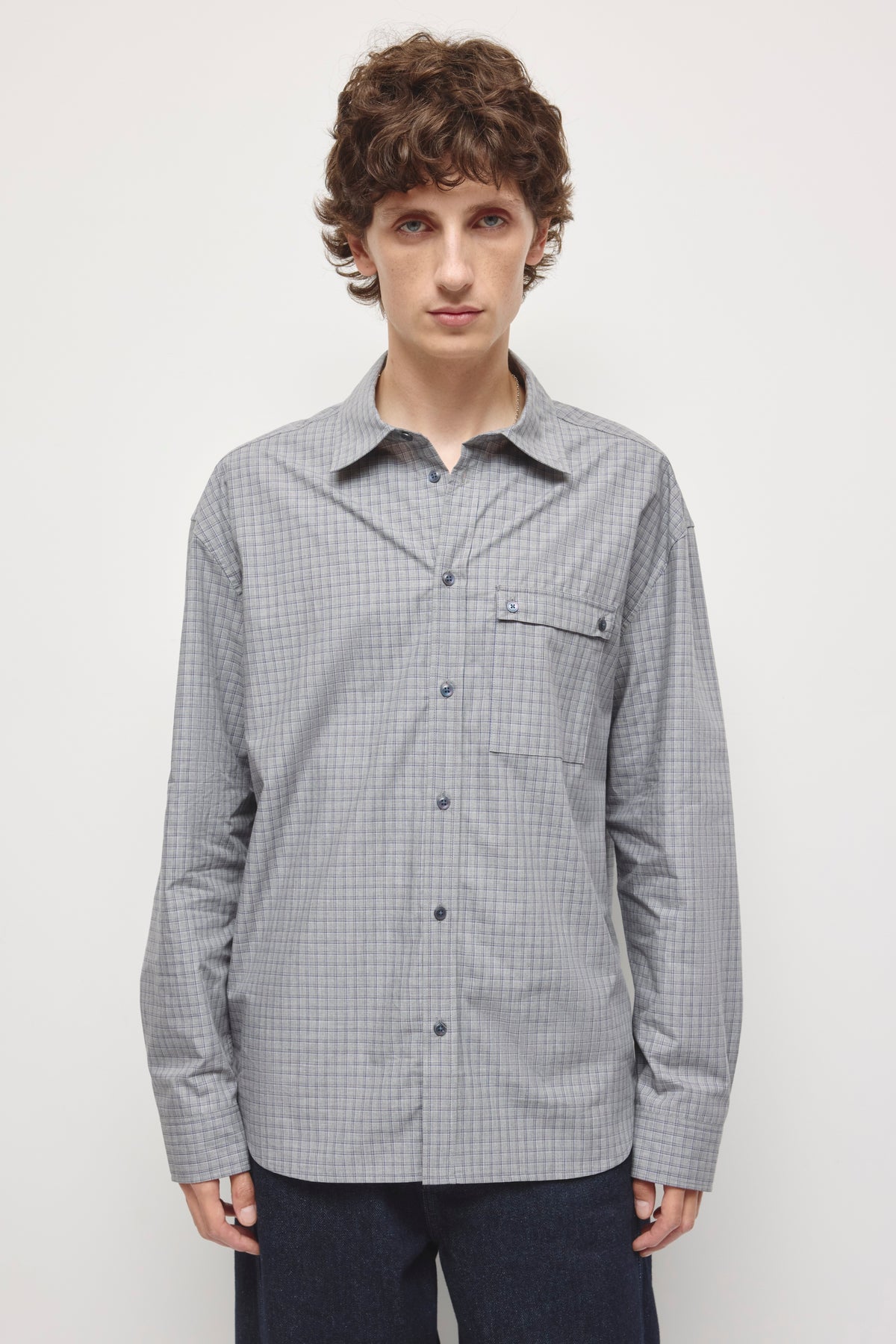 Men's Haydar Shirt in Grey/Lavender Ash Check