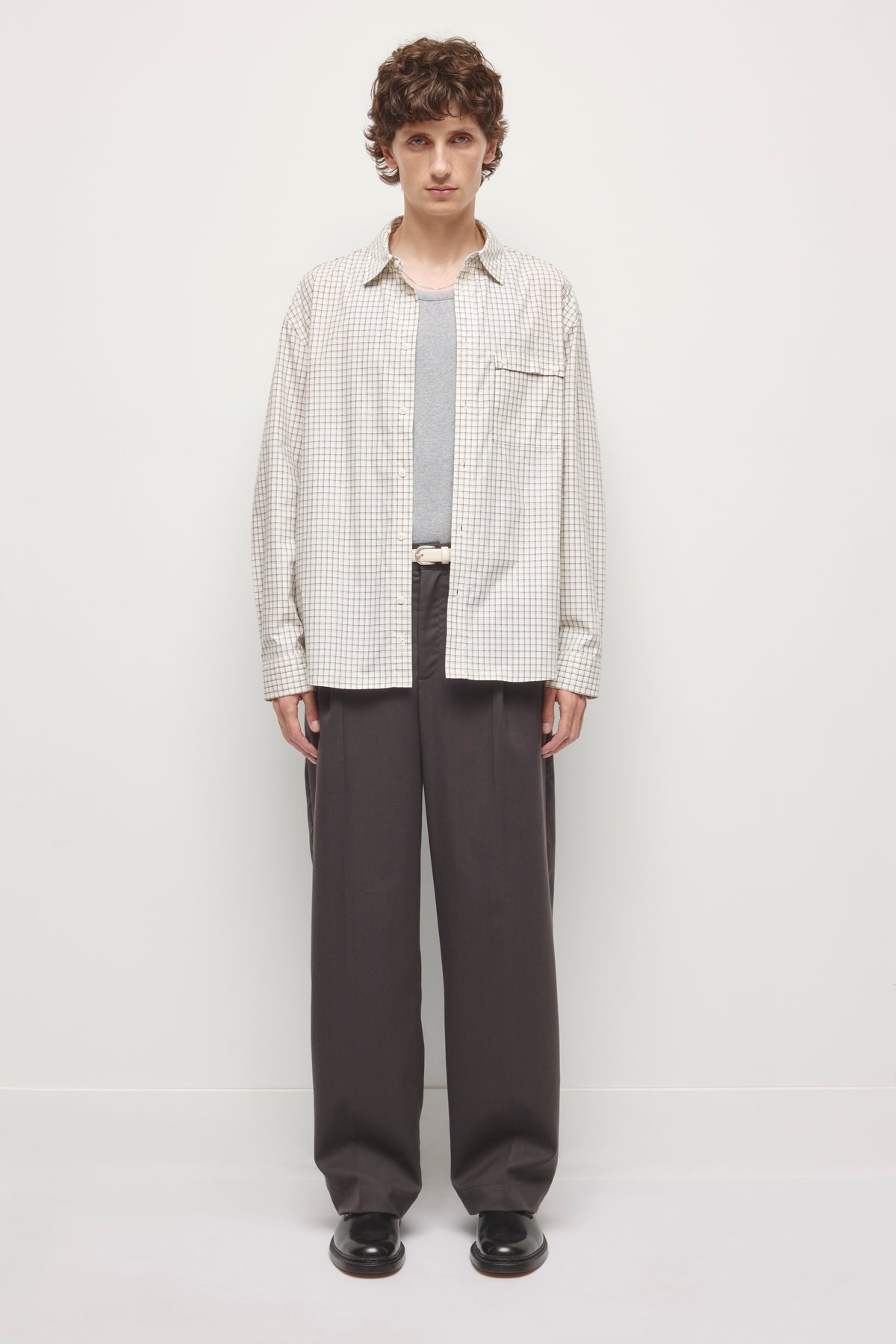 Chemise Haydar en carreaux blanc/gris