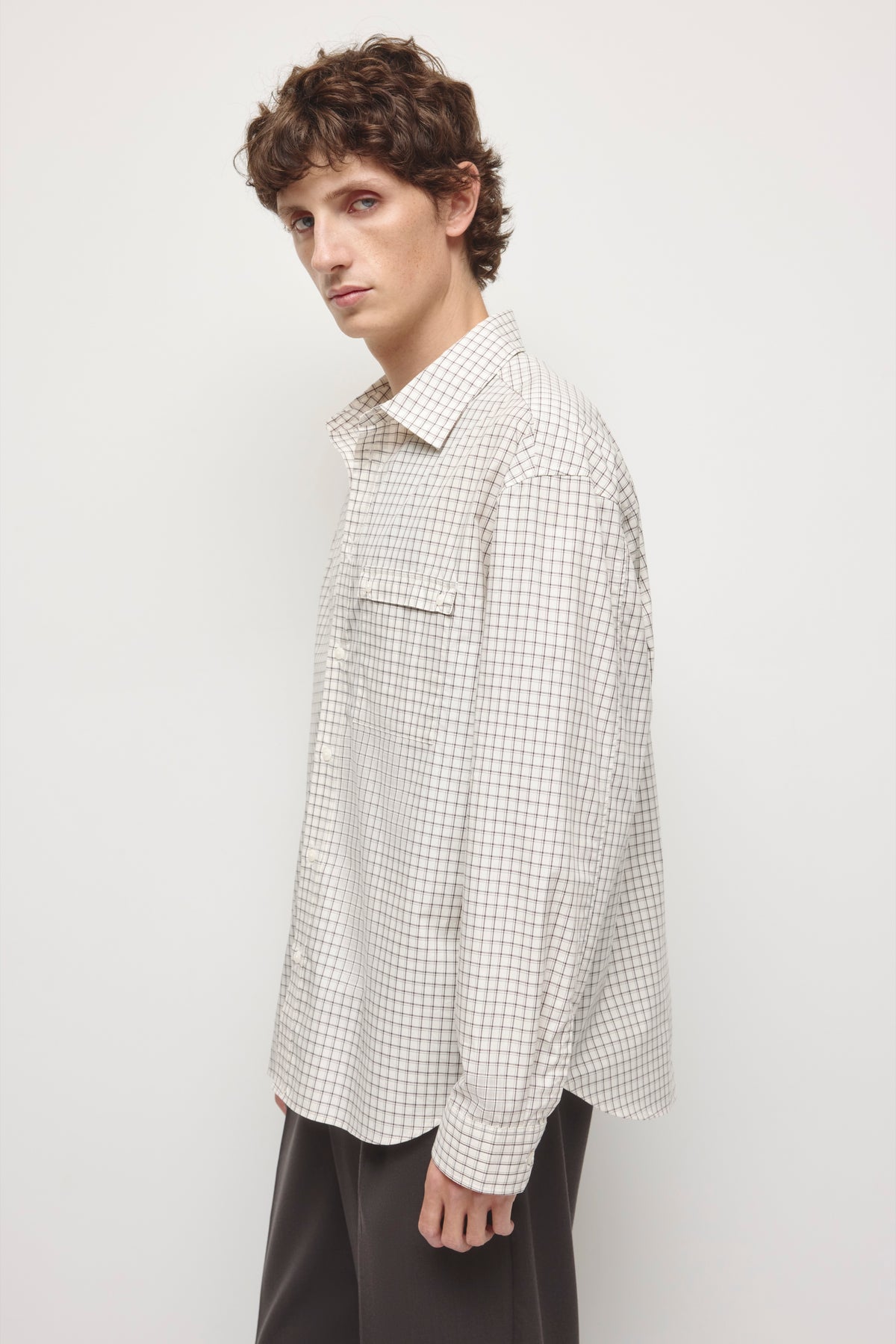 Chemise Haydar en carreaux blanc/gris