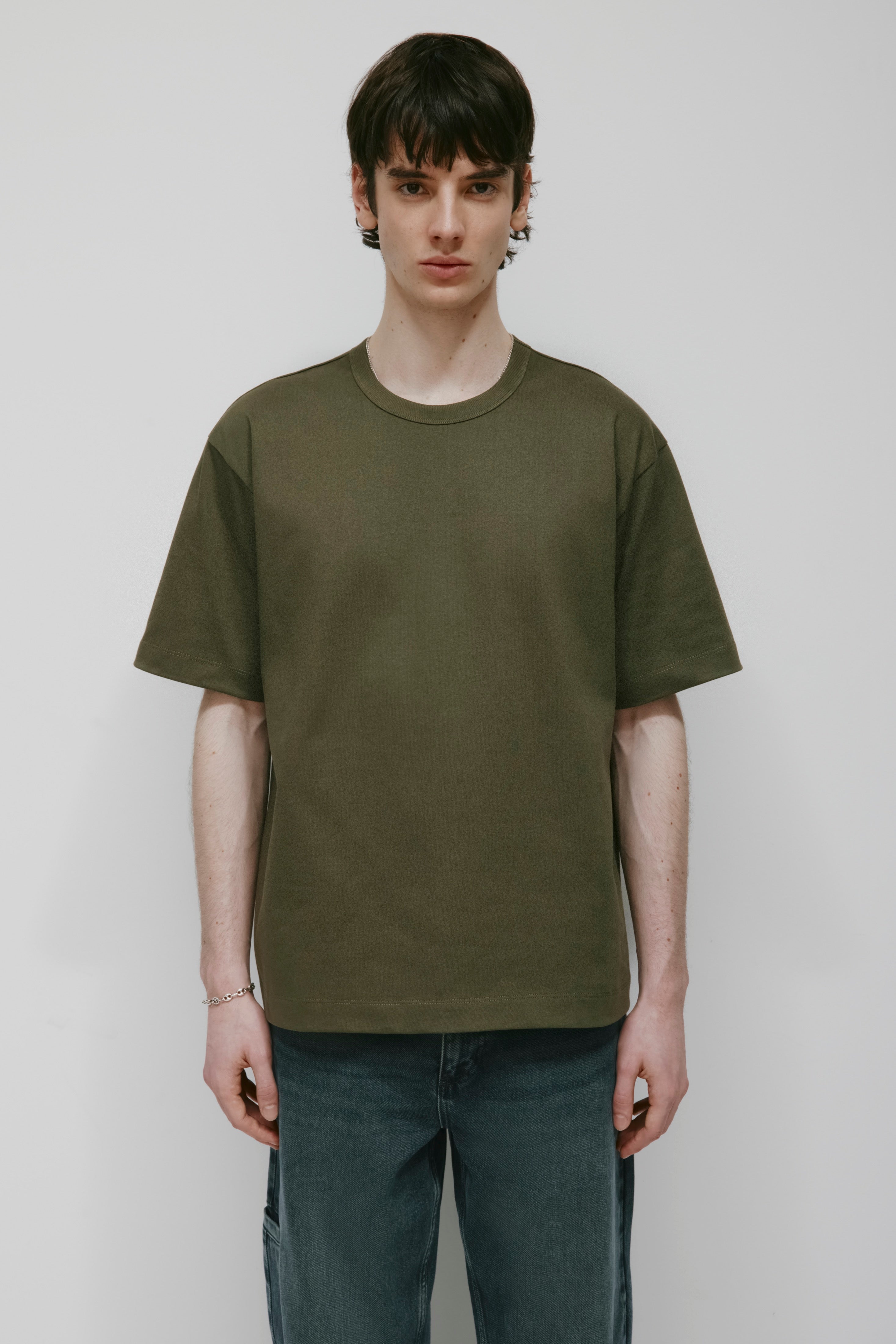 T-shirt à col rond pour homme en olive