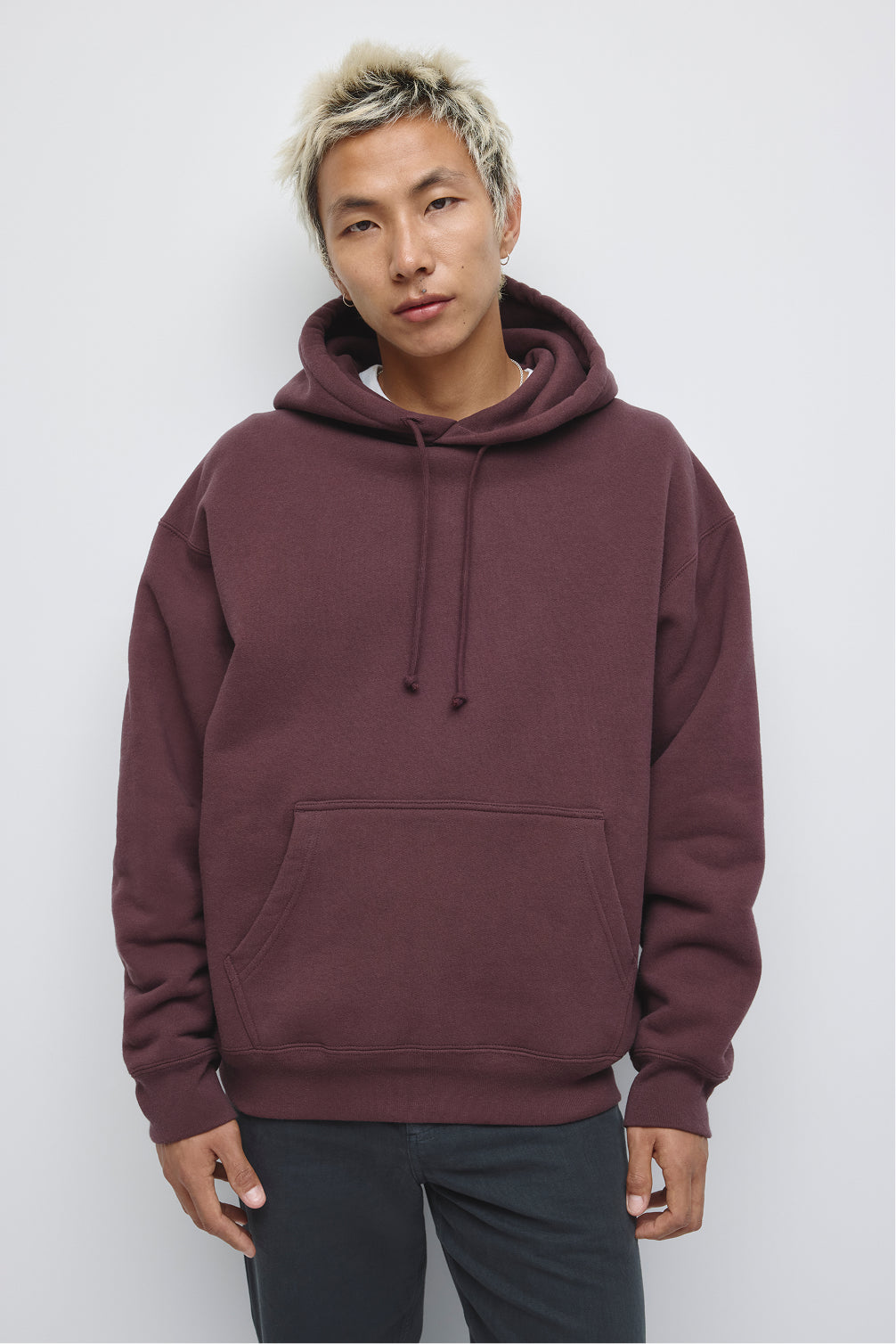 Sweat à capuche épais pour homme en prune chocolat
