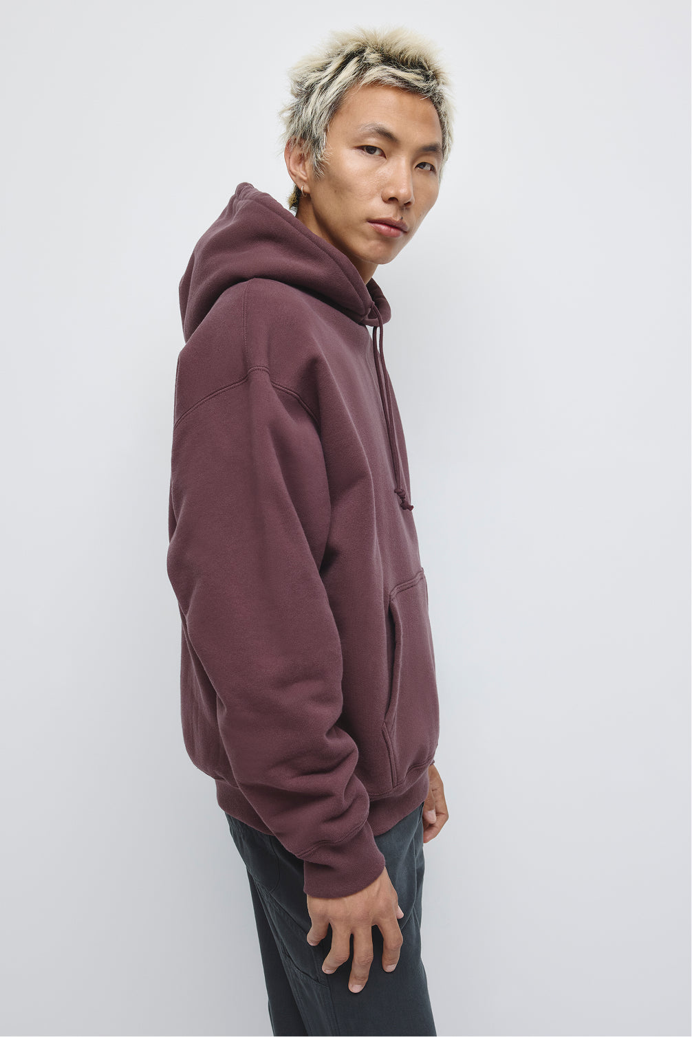 Sweat à capuche épais pour homme en prune chocolat