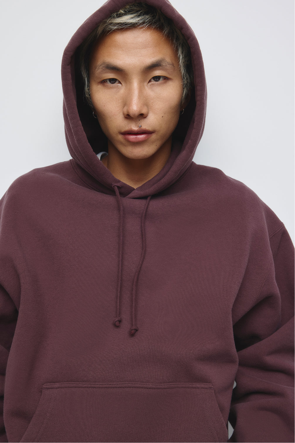 Sweat à capuche épais pour homme en prune chocolat