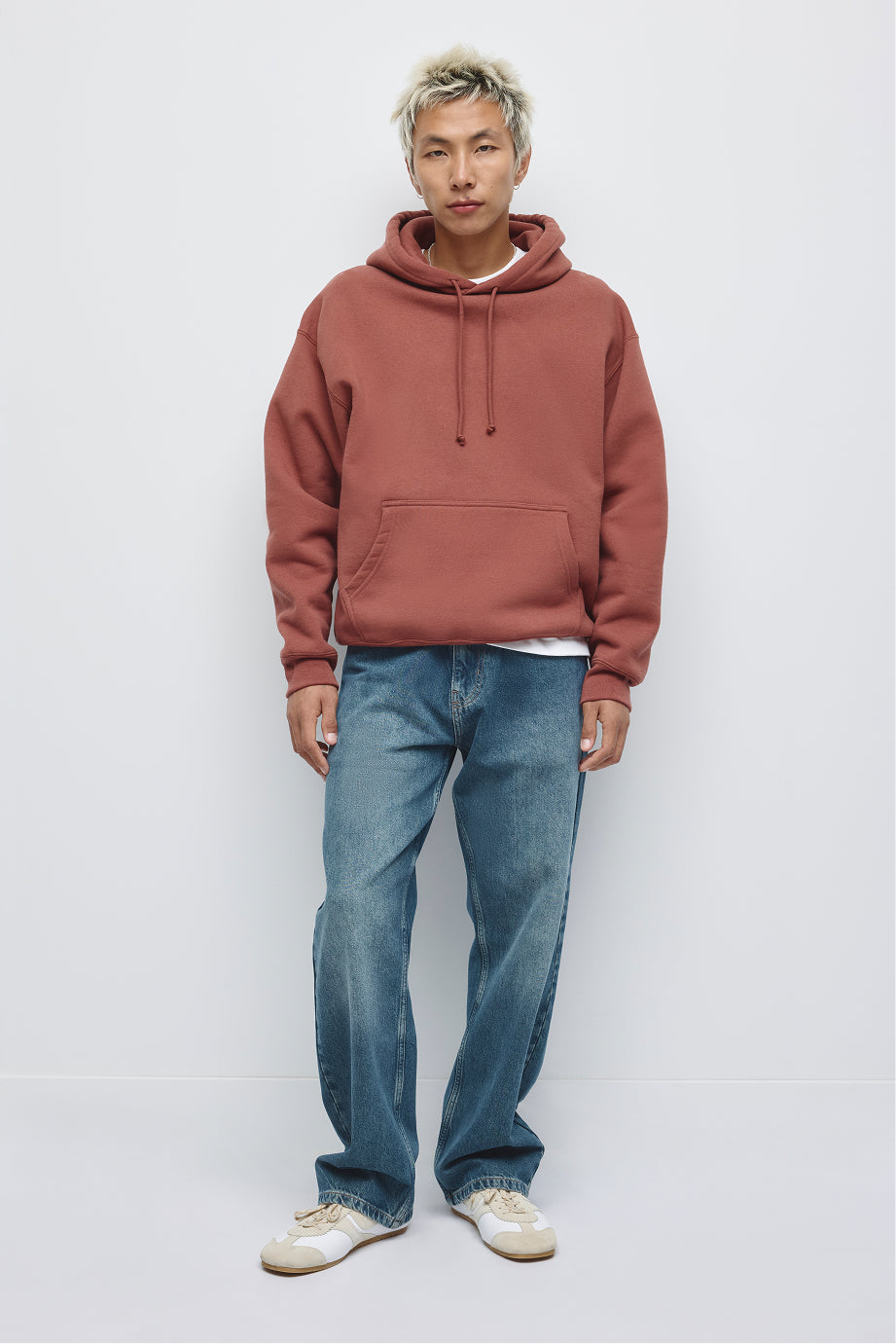 Sweat à capuche épais pour homme en acajou