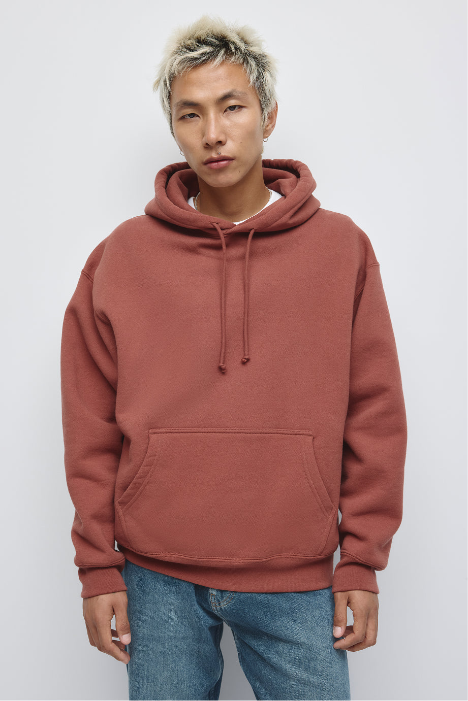 Sweat à capuche épais pour homme en acajou