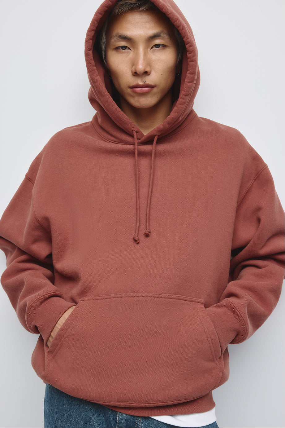 Sweat à capuche épais pour homme en acajou