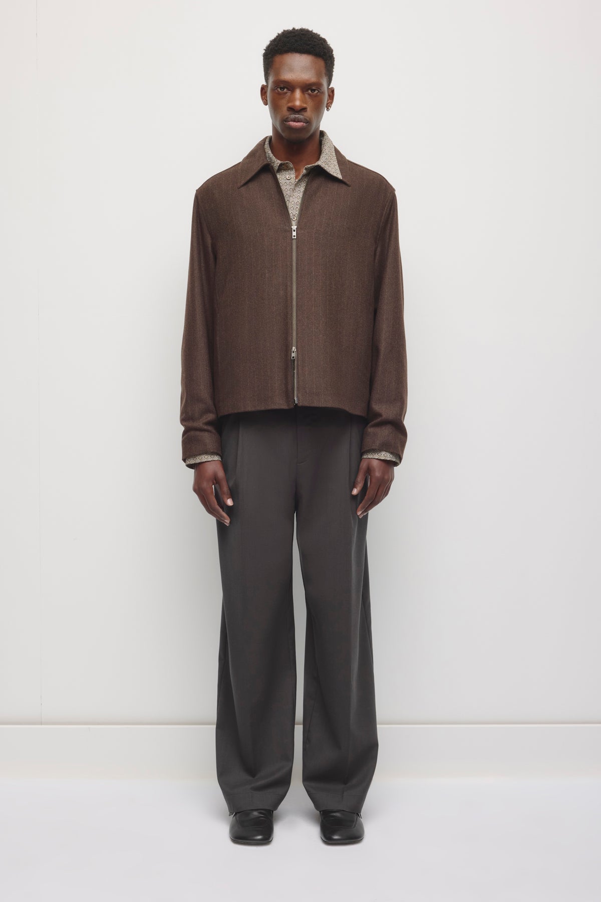 Veste en laine Malik pour homme en fines rayures truffe foncé