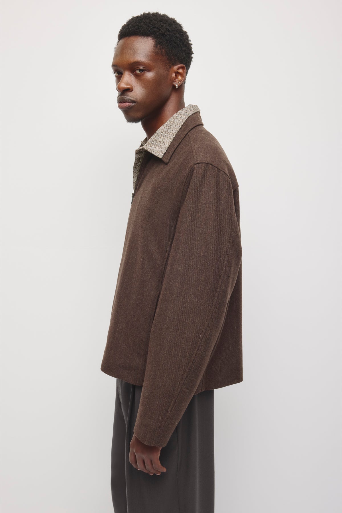 Veste en laine Malik pour homme en fines rayures truffe foncé