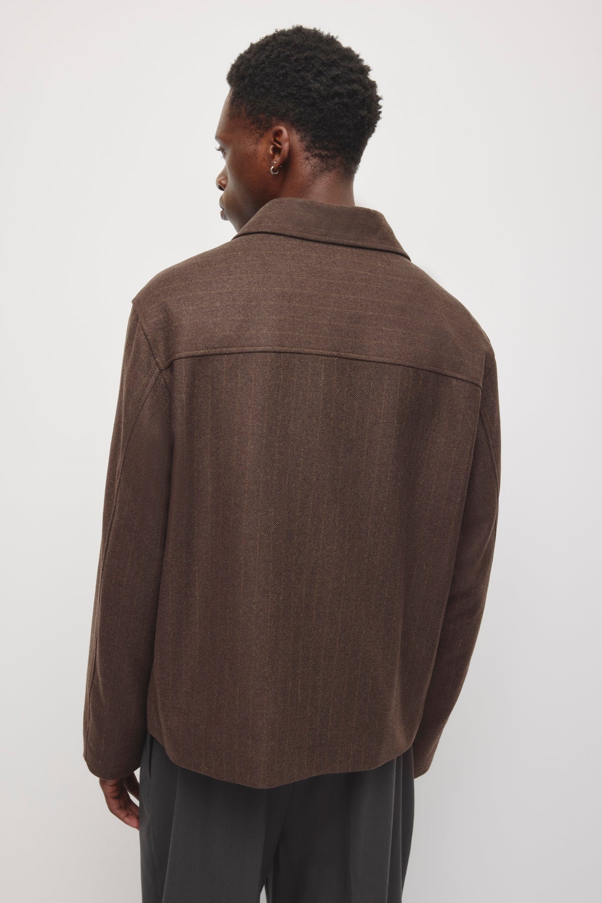 Veste en laine Malik pour homme en fines rayures truffe foncé