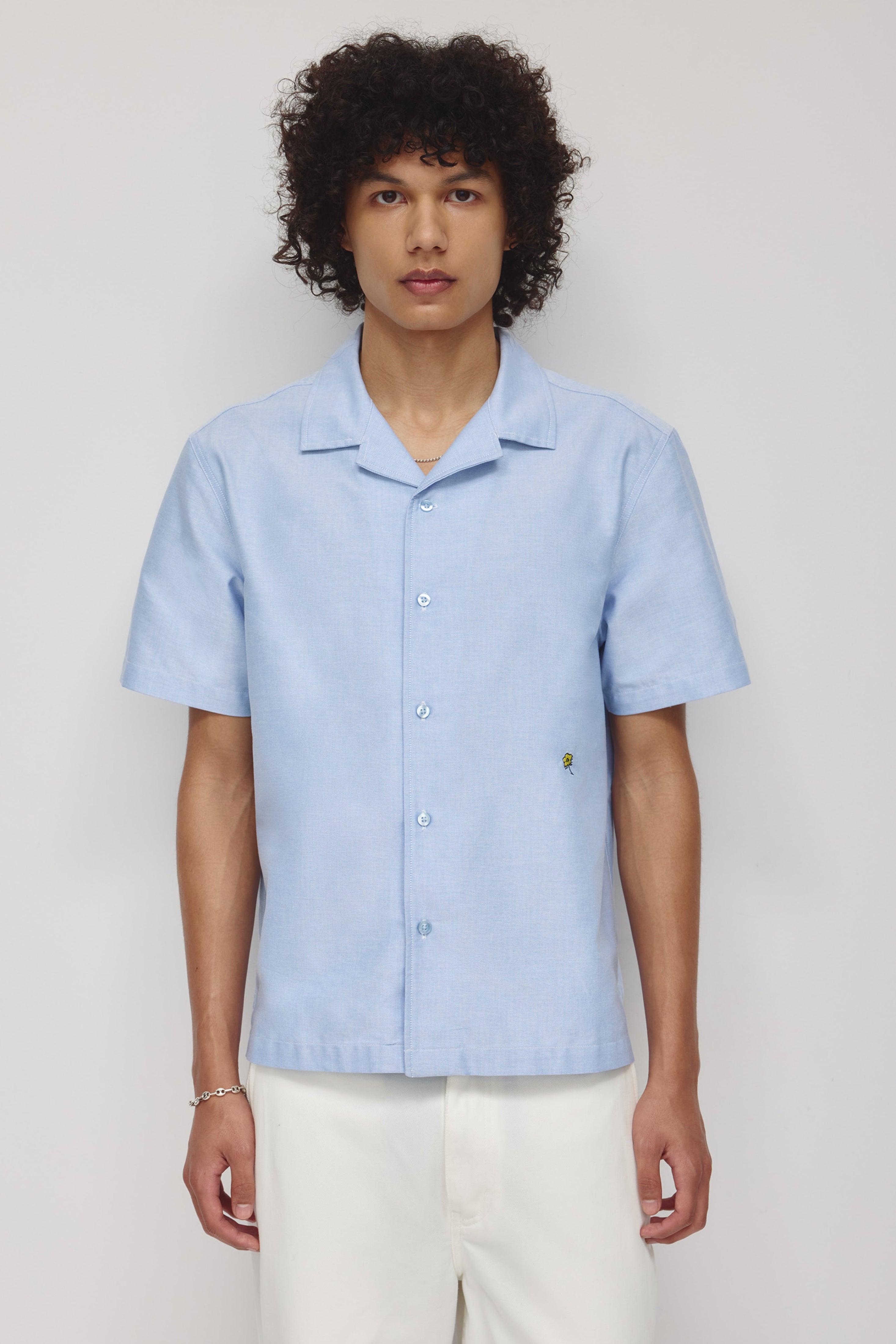 Chemise de camp Oxford pour hommes en bleu Oxford