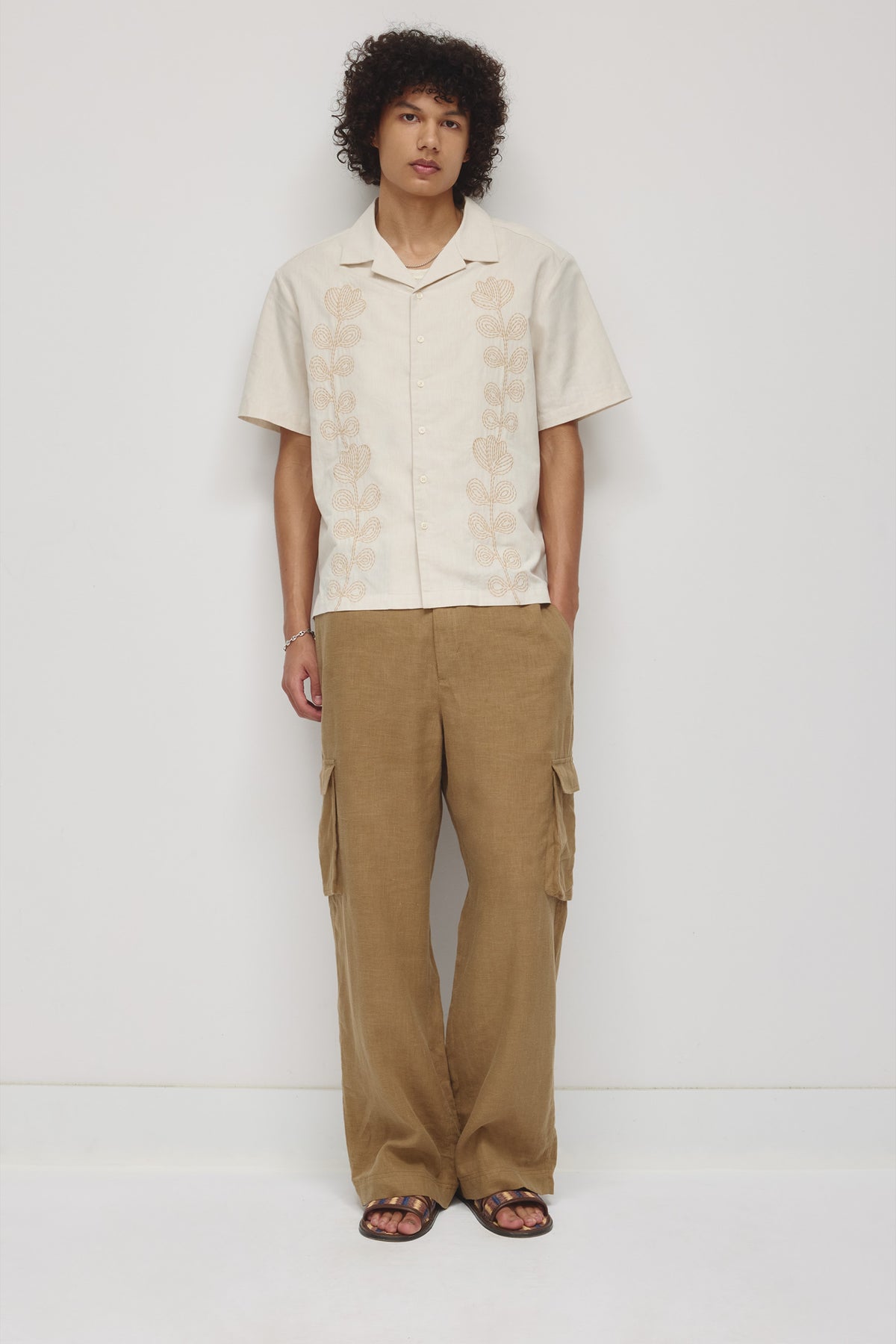 Men's Linen Camp Shirt in Natural
