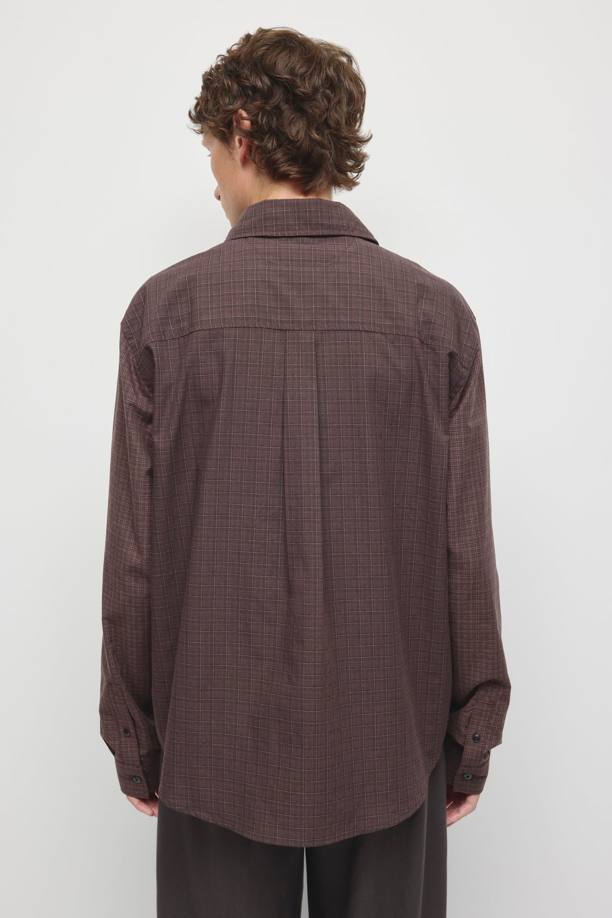 Men's Patchwork Shirt in Carmine/Mahogany Plaid